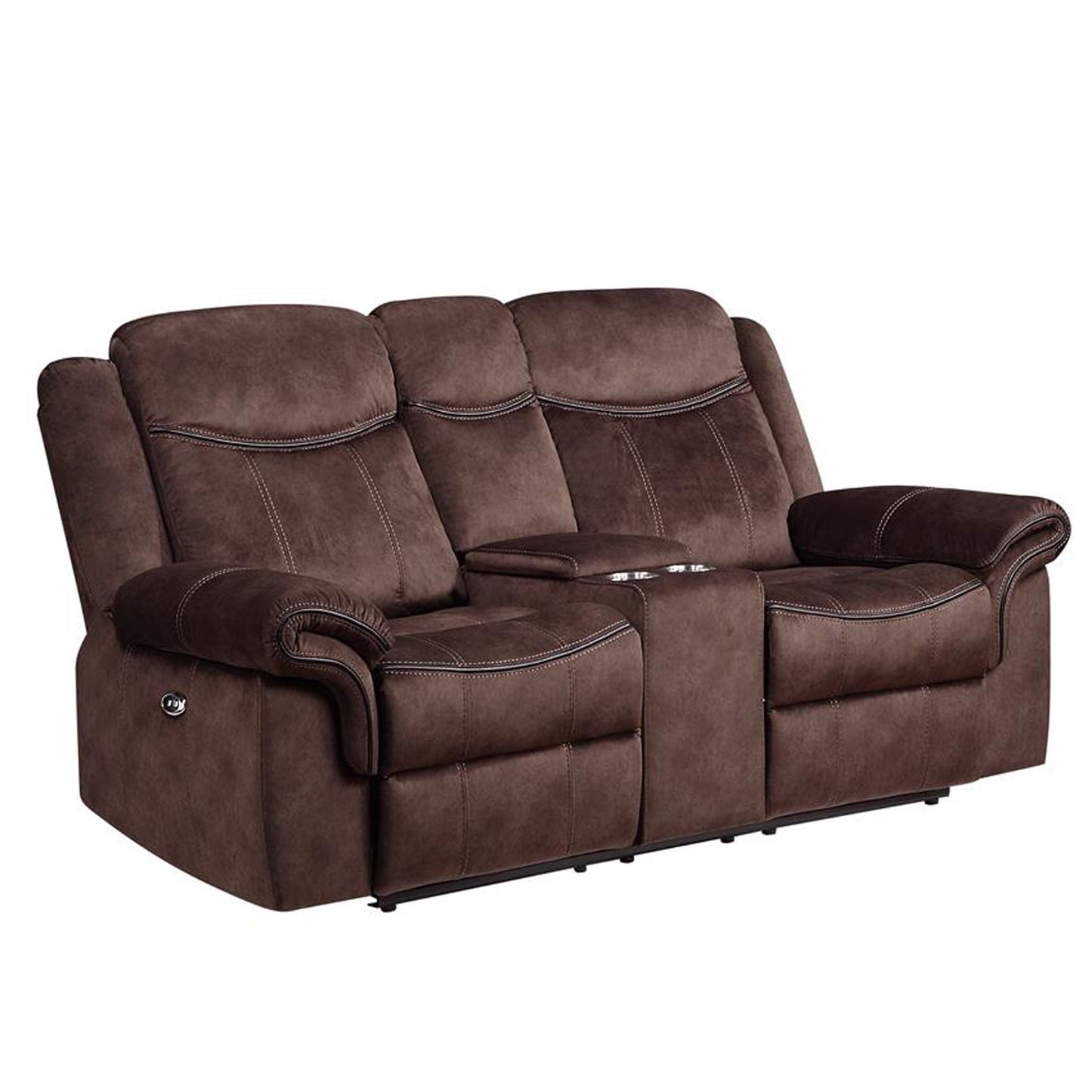 Jimny - Domino Power Console Reclining Loveseats With Power Switch Global Furniture USA