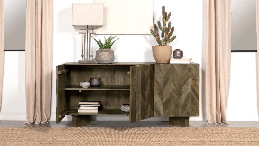 Tyler - 3 Door Solid Wood Sideboard Buffet Cabinet - Mango Brown Coaster Fine Furniture