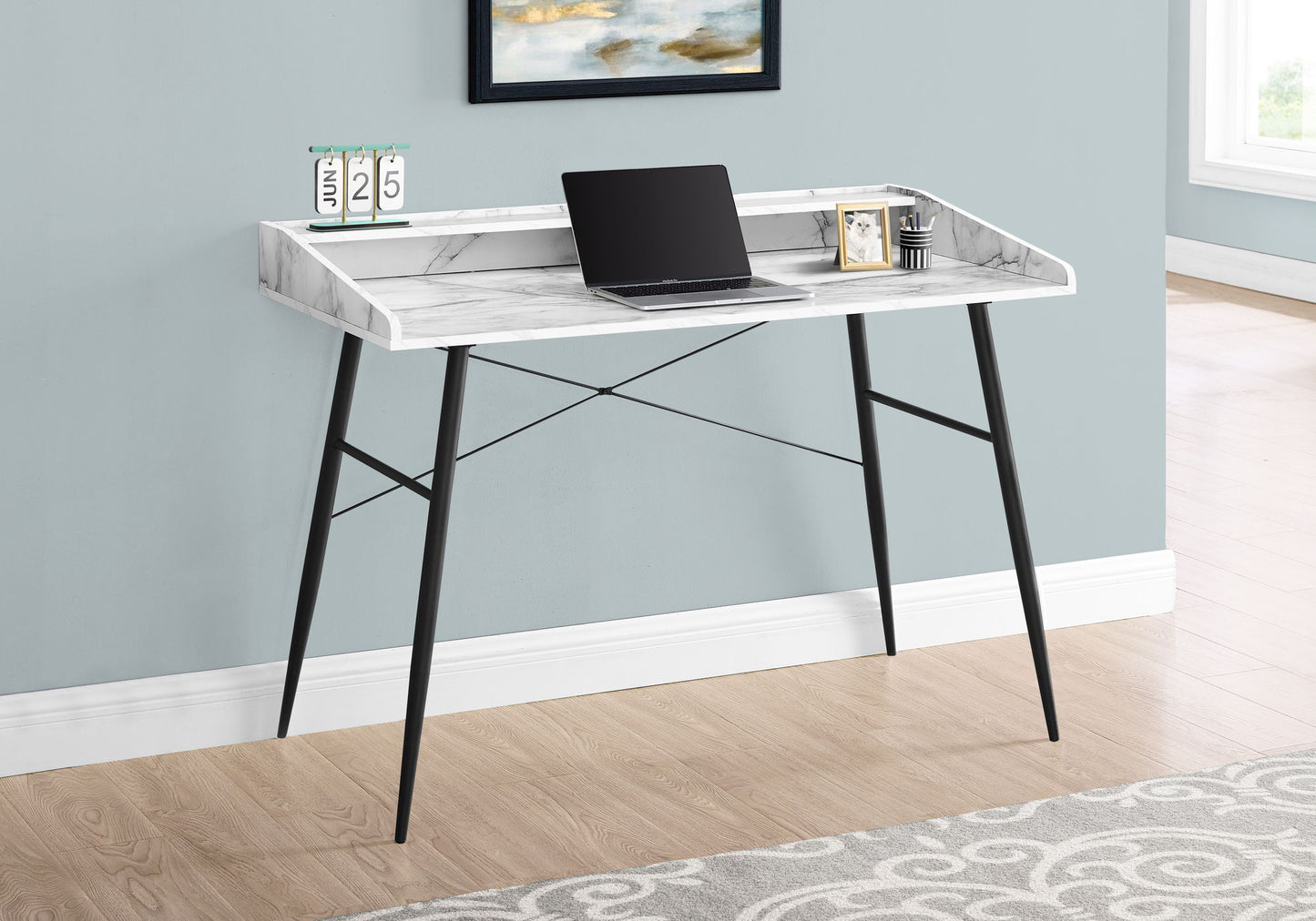 Computer Desk For Home Office, Laptop Storage Shelves, Contemporary & Modern 8th Street