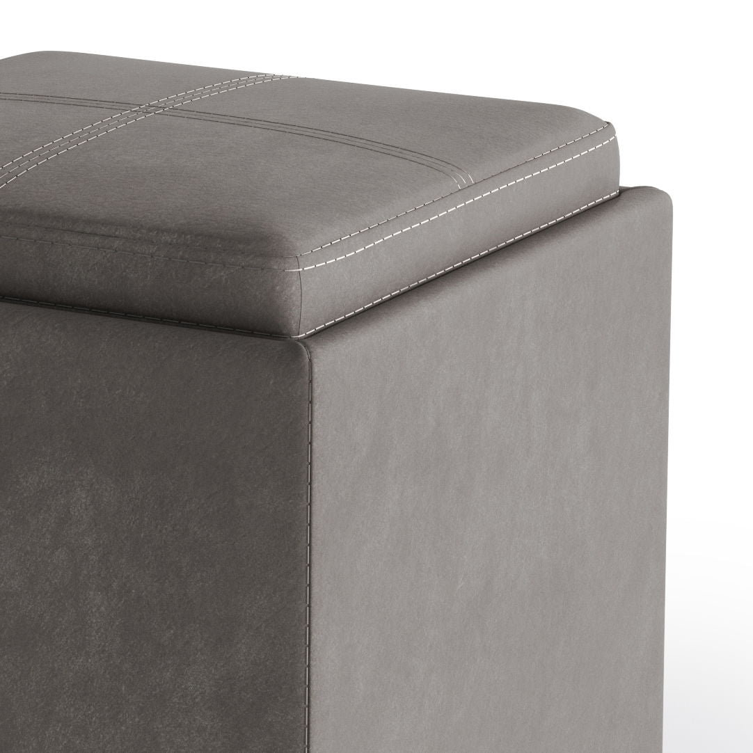 Rockwood - Upholstered Cube Storage Ottoman With Tray Simpli-Home