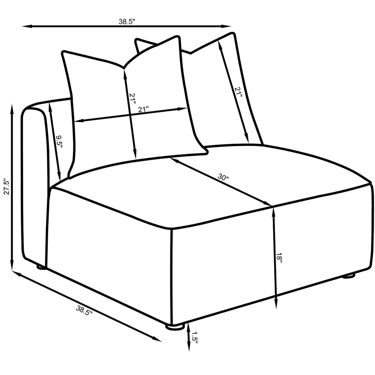 Colleen - Armless Chair With Pillows - Terracotta Furniture Max