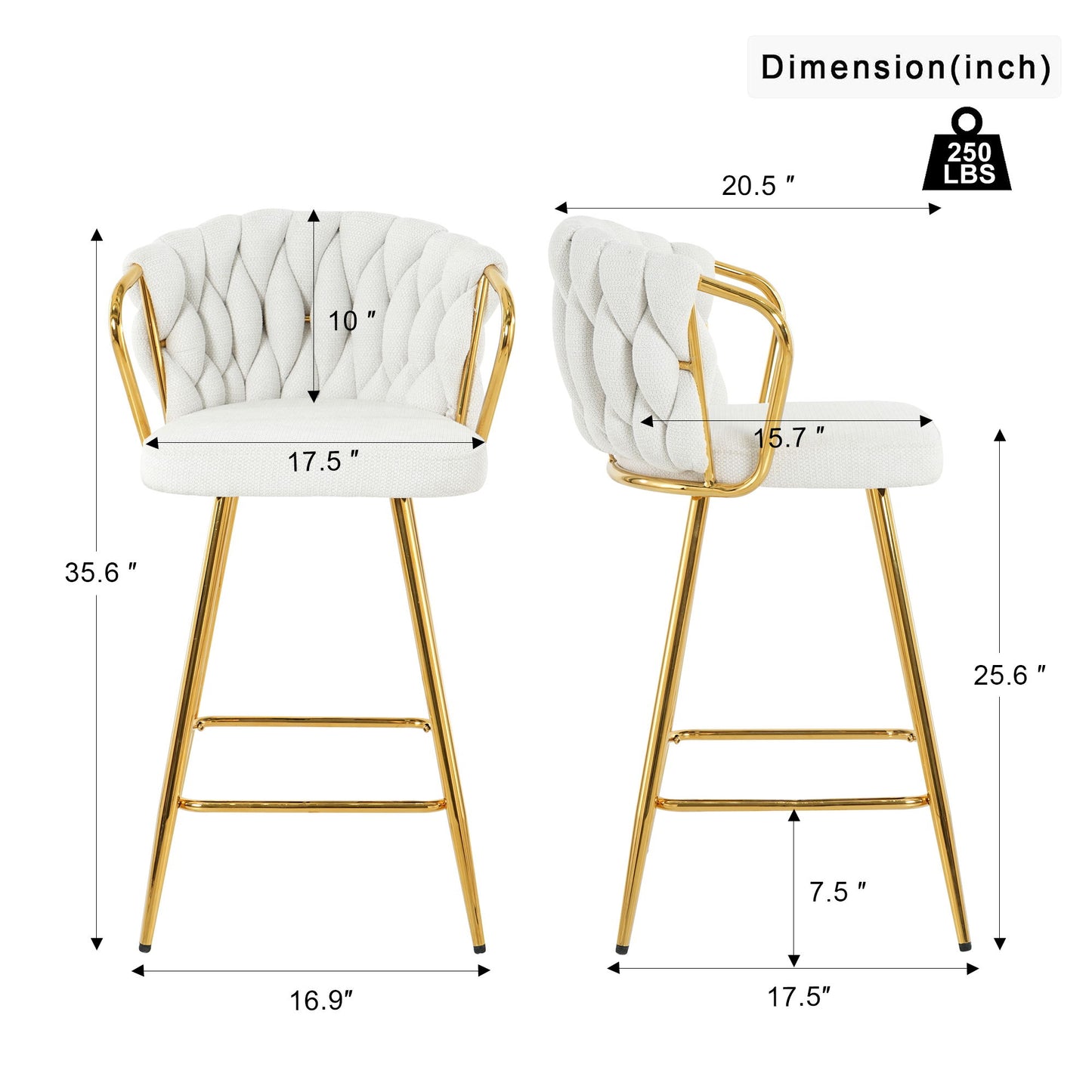 Modern Design High Stool With Plated Legs (Set of 2) Home Essentials