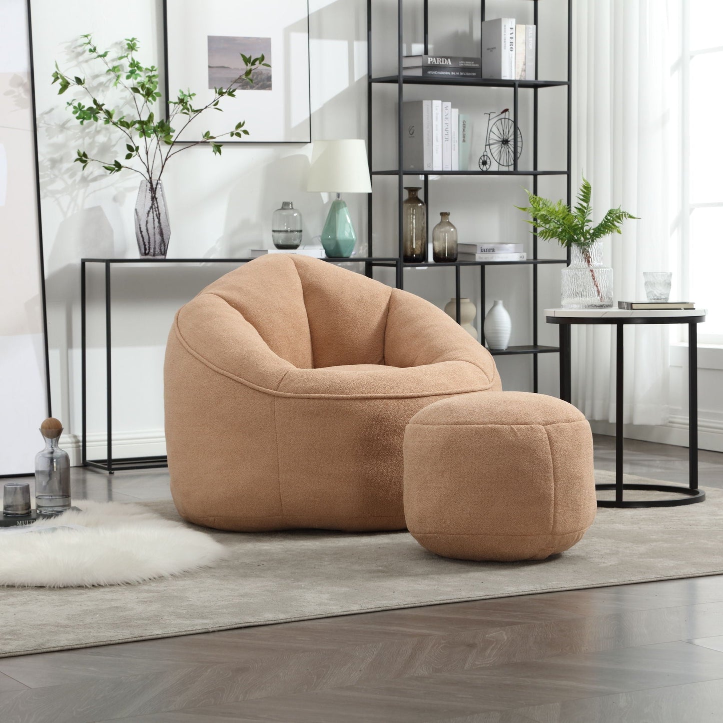 Bedding Bean Bag Sofa Chair High Pressure Foam With Footrest Home Essentials