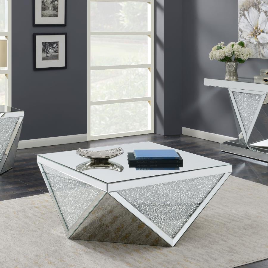 Amore - Square Mirrored Acrylic Crystal Table CoasterElevations