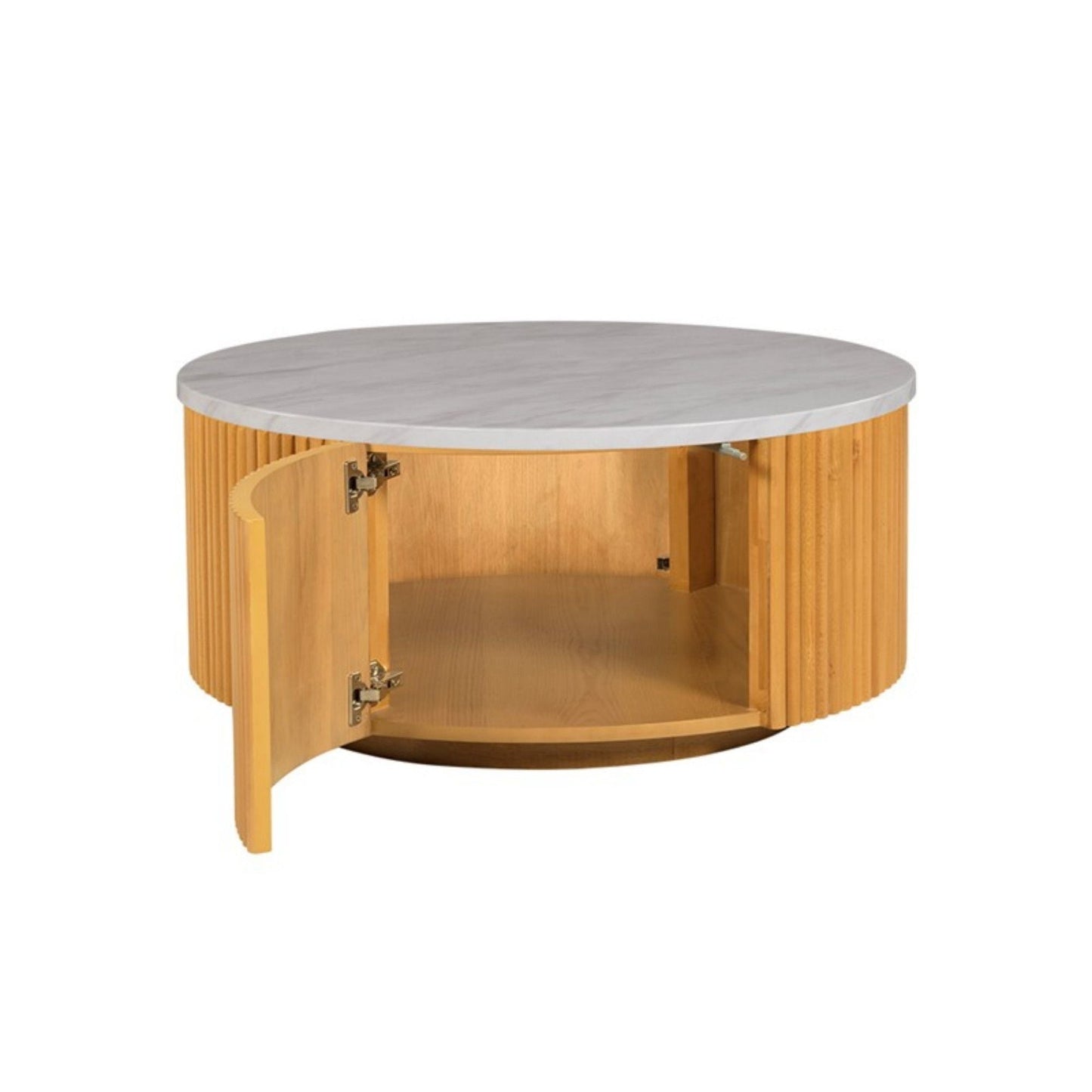 Round Coffee Table With Storage - Natural / White JLA