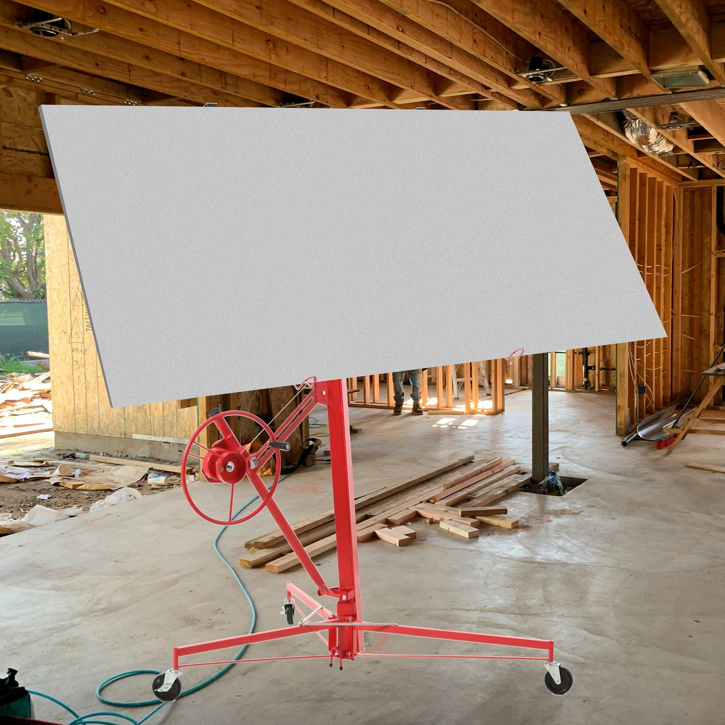 Drywall Lift Panel Hoist Jack Lifter With Caster Wheels And Telescopic Arm Daily Nest