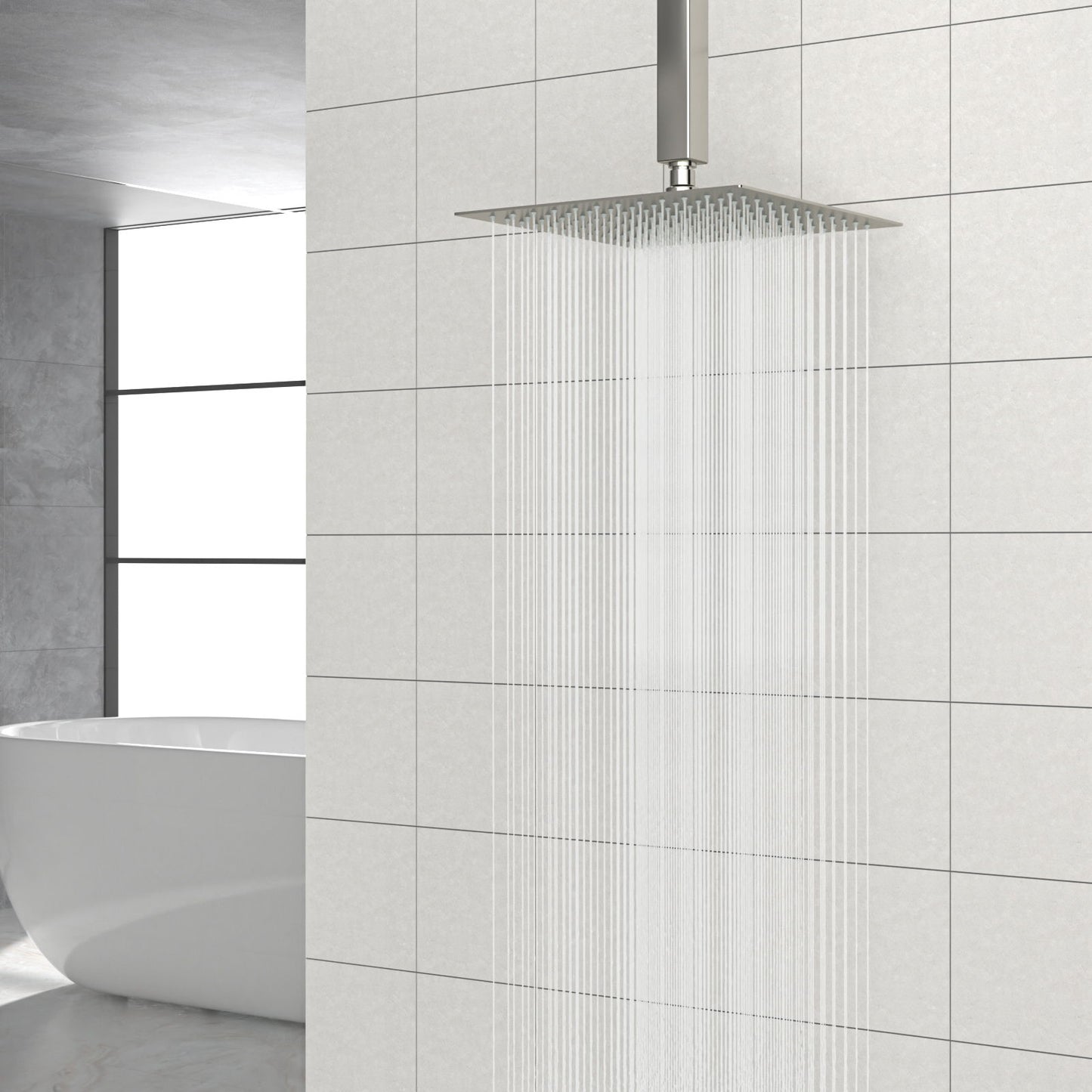 Modern 10" Square Rainfall Shower Head & Stainless Steel Wall Or Ceiling Mount Luxury Spa Shower Panel Daily Nest