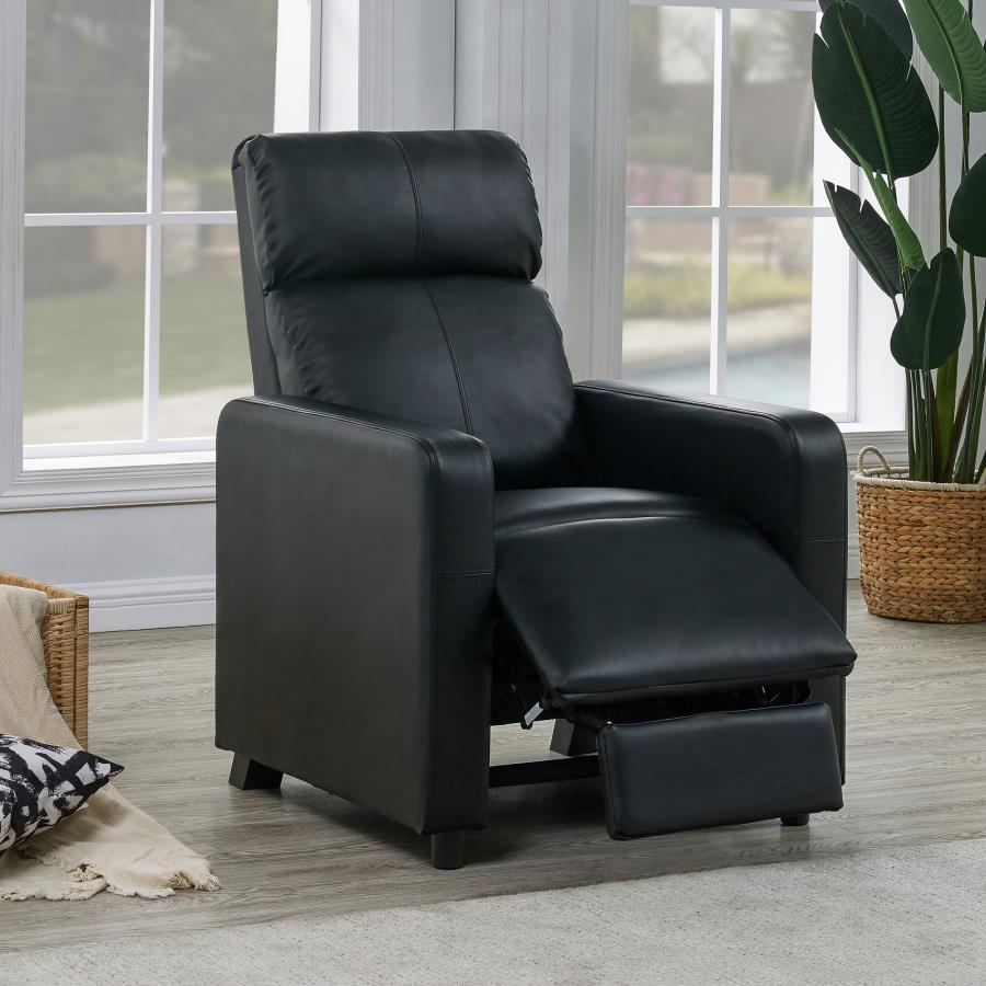 Toohey - Upholstered Home Theater Push Back Recliner - Black CoasterEveryday