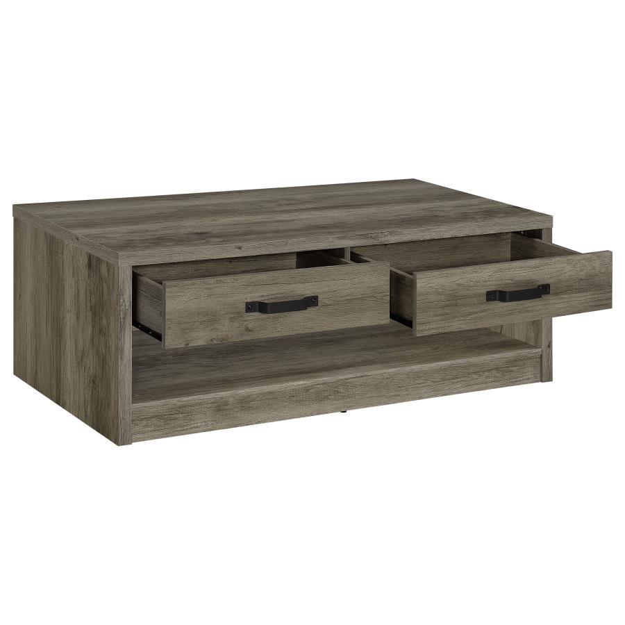 Felix - 2-Drawer Engineered Wood Coffee Table - Gray Driftwood Coaster Fine Furniture