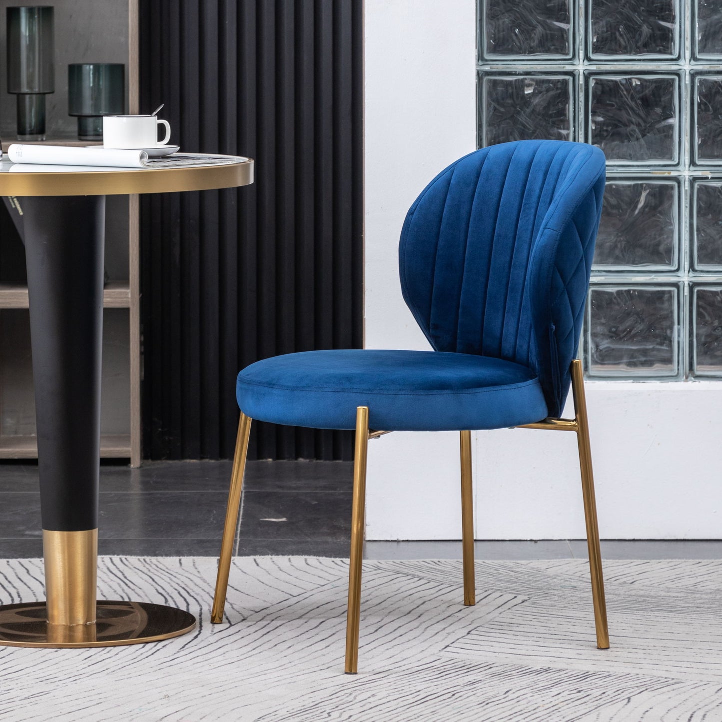 Amoa - Contemporary Velvet Upholstery Dining Chair - Blue Home Essentials