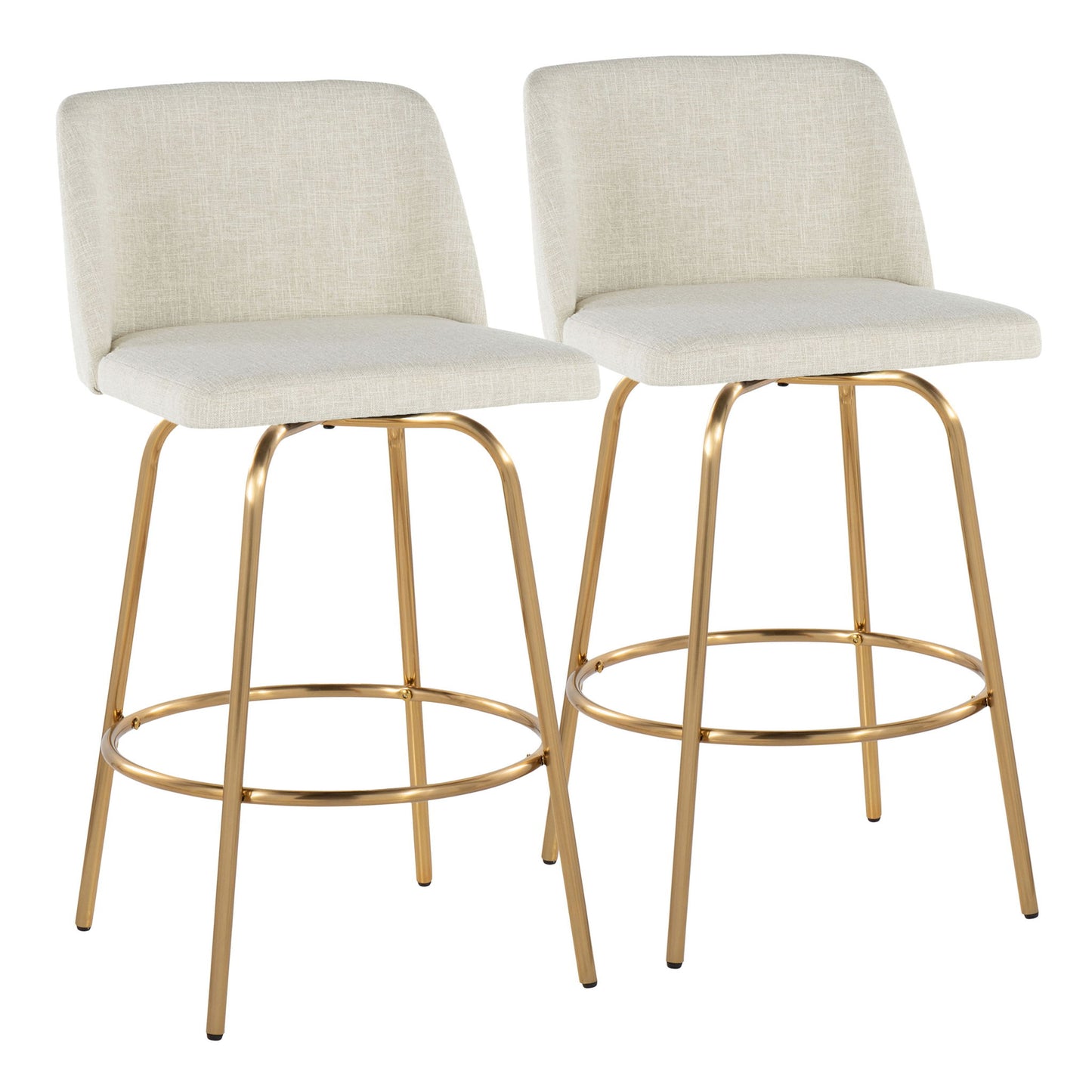 Toriano - Contemporary, Fixed Height Counter Stool With Swivel With Round Footrest (Set of 2) Lumi Source