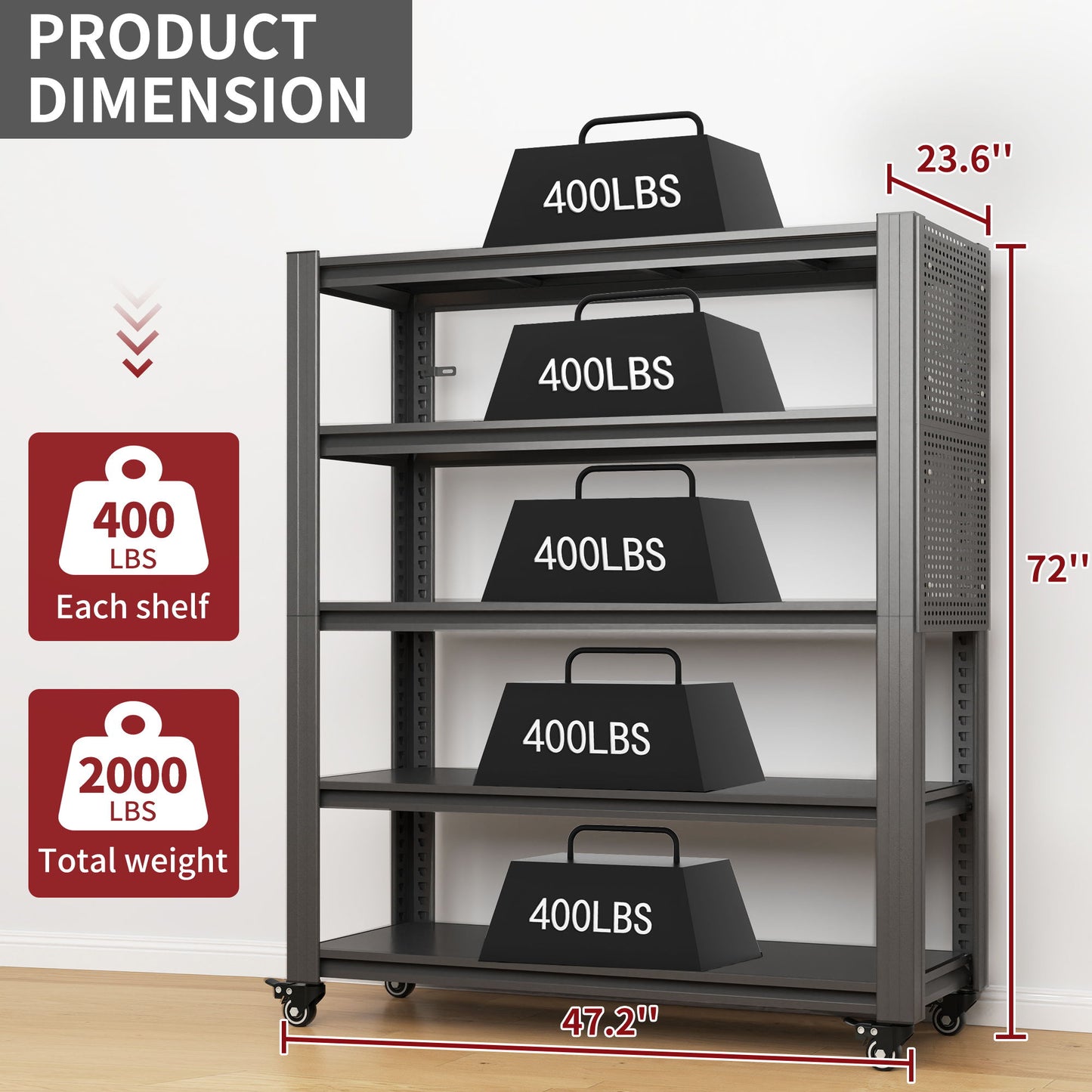 Heavy Duty Adjustable Metal Shelving Unit With Pegboard And Wheels For Multipurpose Storage Daily Nest