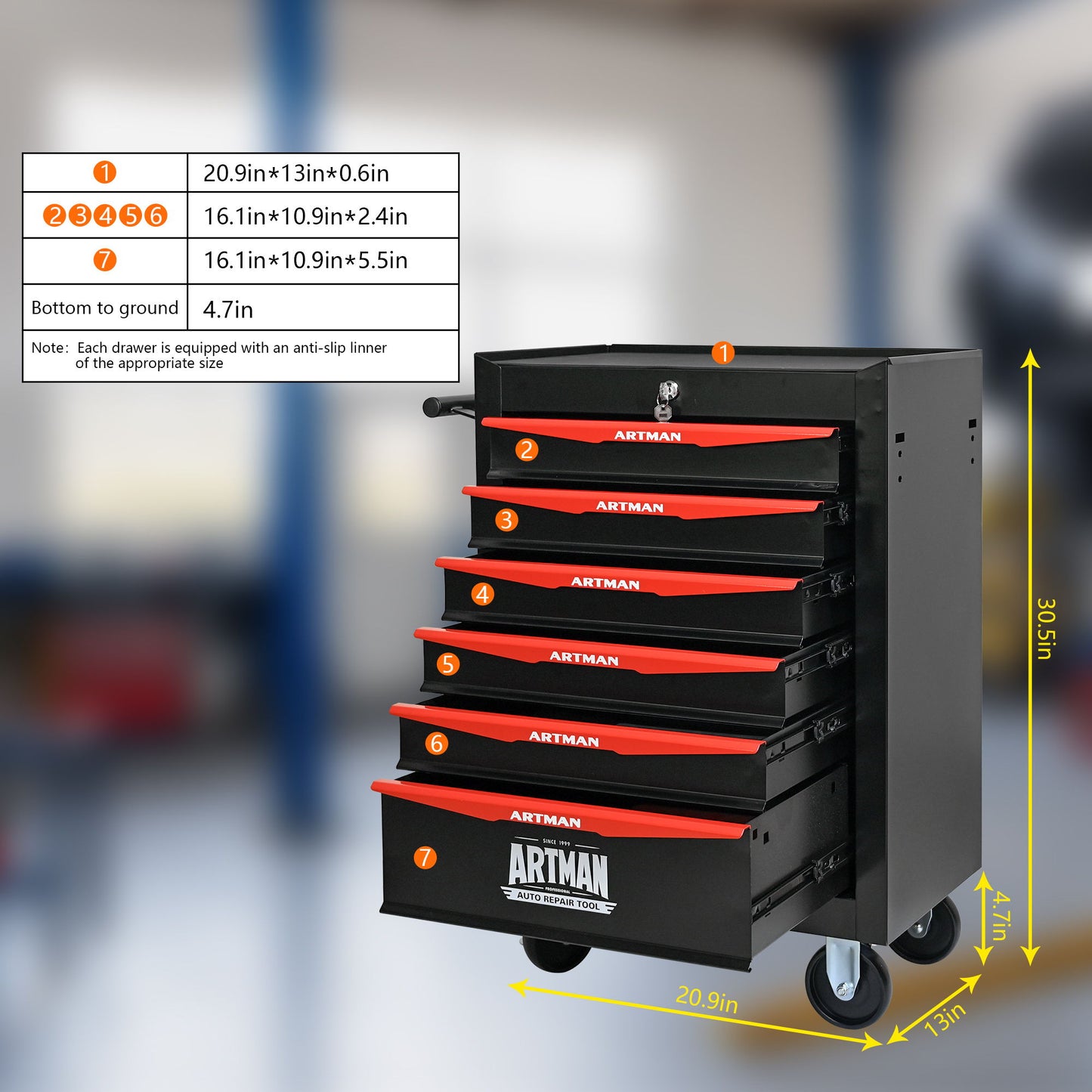 Rolling Metal Tool Chest With Drawers, Steel Storage Cabinet With Ball Bearing Slides Daily Nest