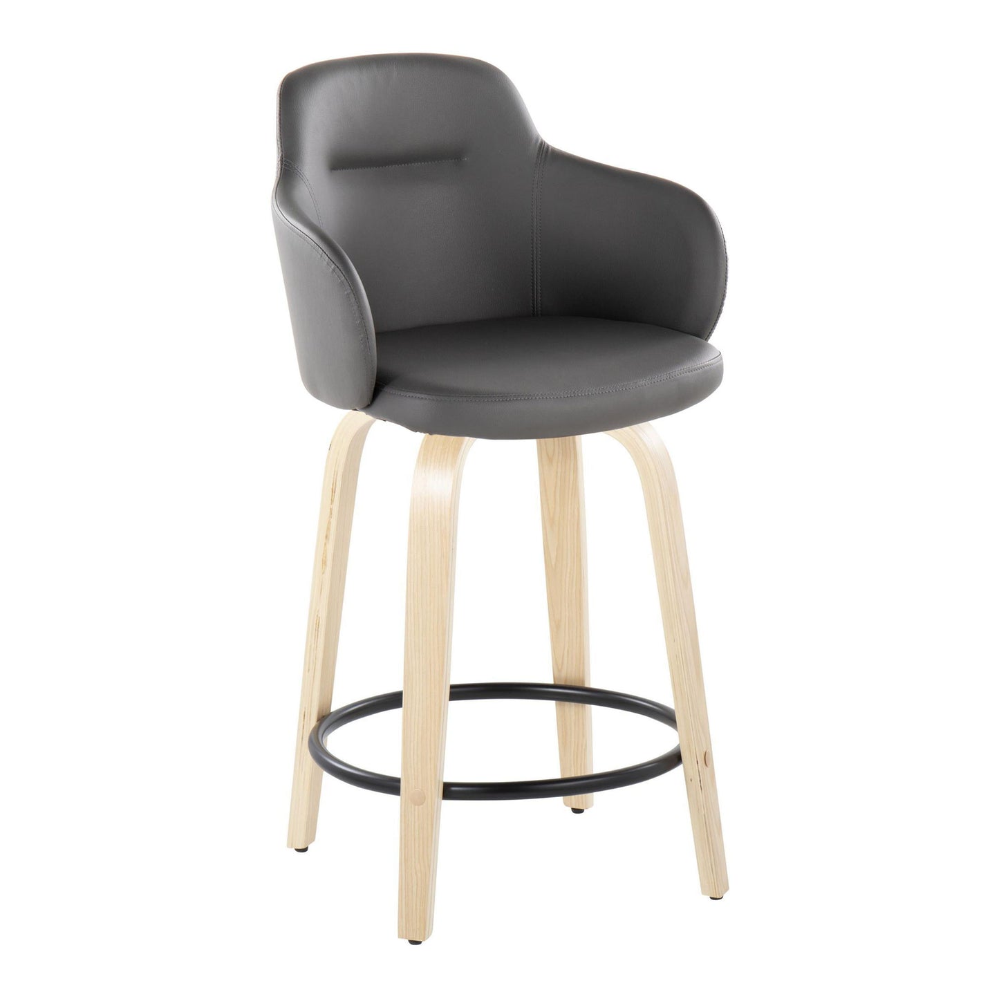 Boyne - Contemporary Fixed Height Counter Stool With Swivel (Set of 2) Round Footrest Lumi Source