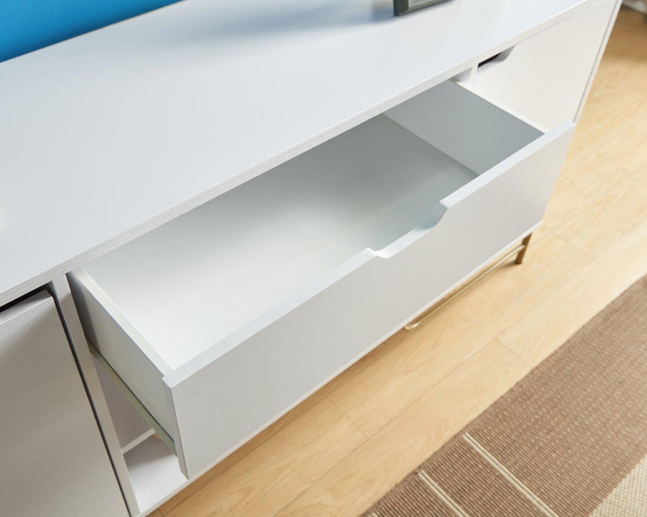 Buffet With Metal Legs With Two Door, One Drawer And Six Shelves Home Essentials