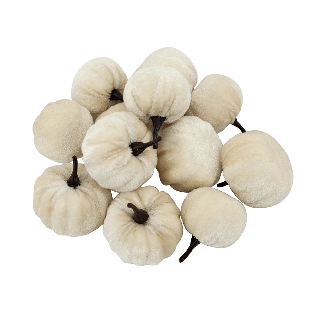 Velvety Pumpkin In Mesh Bag, Bag / 12, For Holiday Harvest Festival Fall Festival & Thanksgiving (Set of 4) - White Daily Nest
