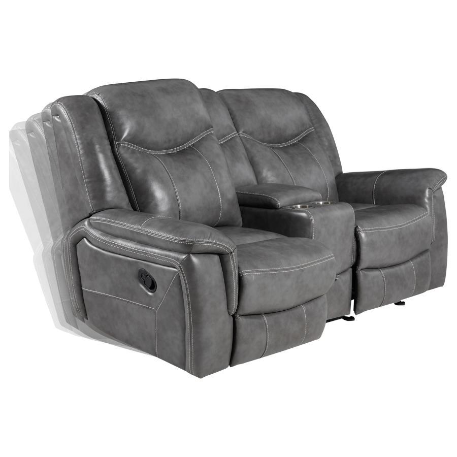 Conrad - Upholstered Padded Arm Glider Loveseat - Gray CoasterEveryday