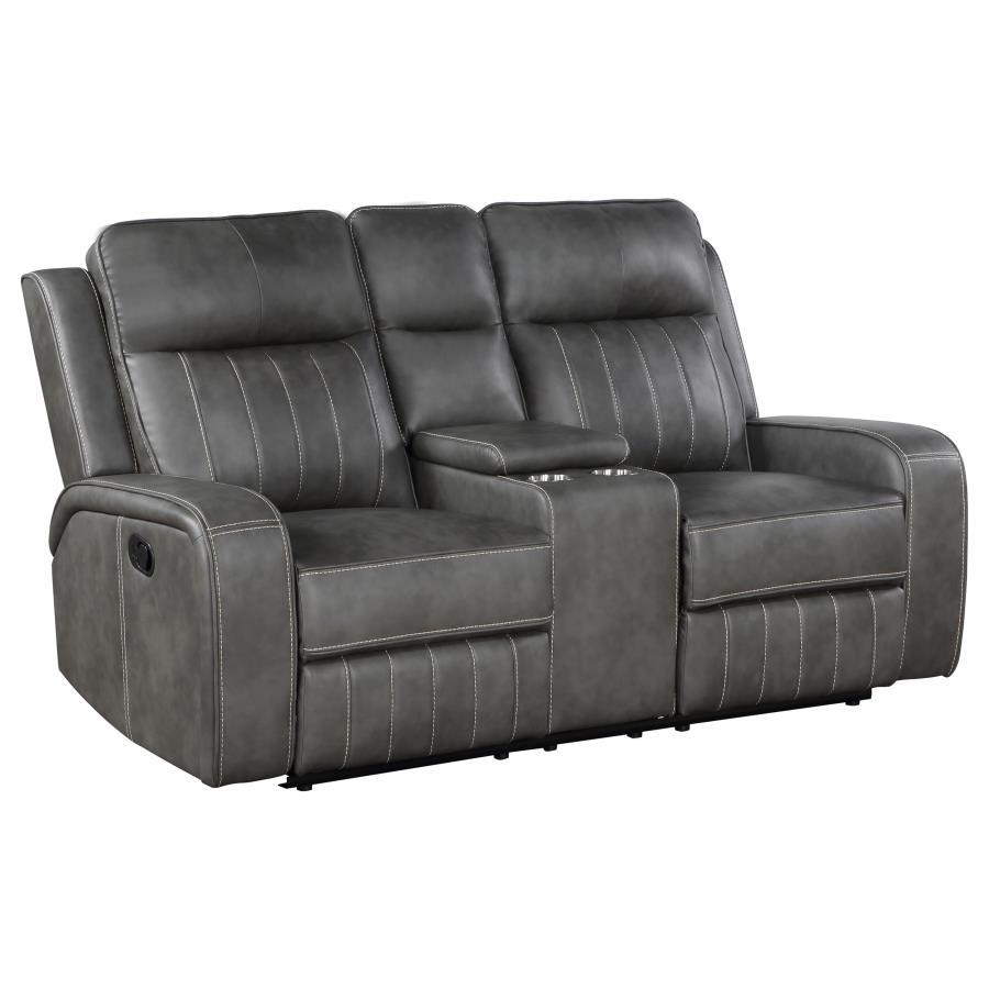 Raelynn - Upholstered Track Arm Motion Loveseat - Gray Coaster Fine Furniture