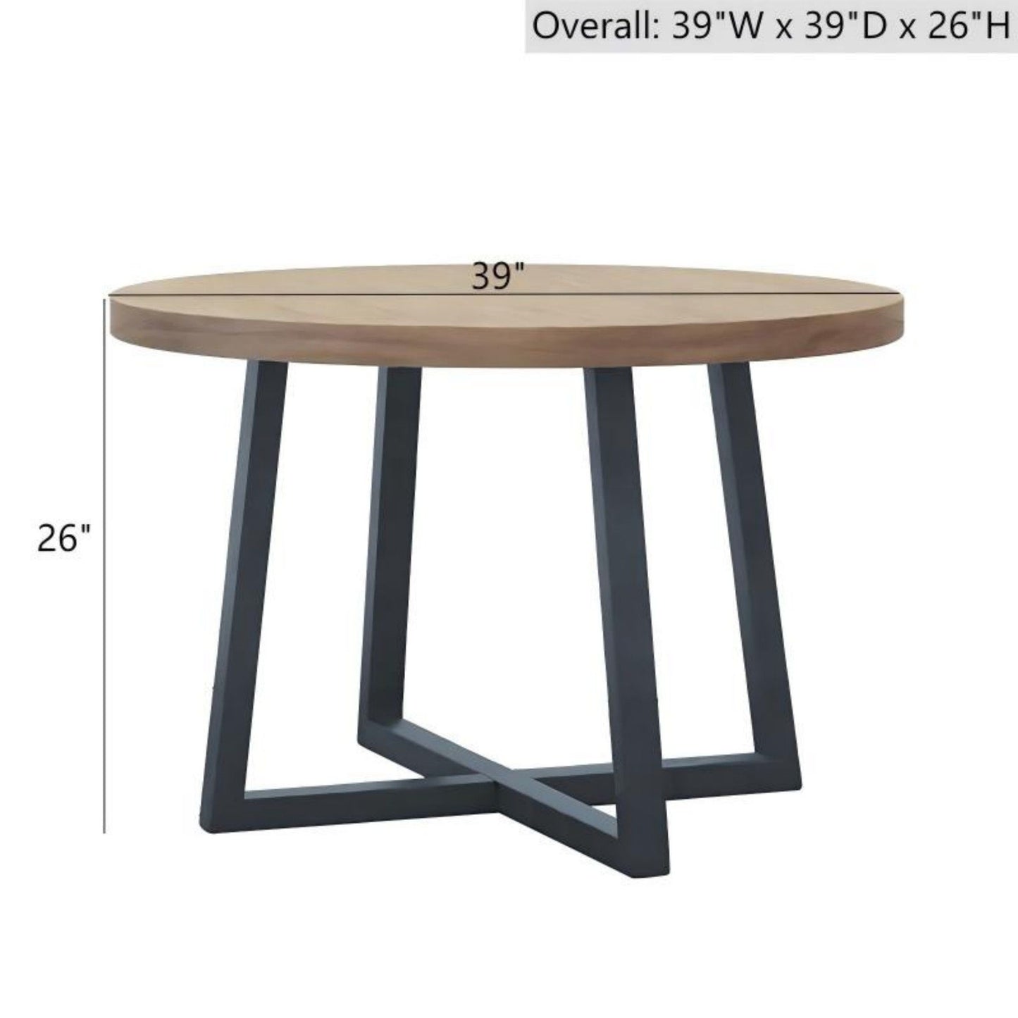 Round Dining Table With Wire Brushed Mindi Top And Mahogany Base - Wheat JLA