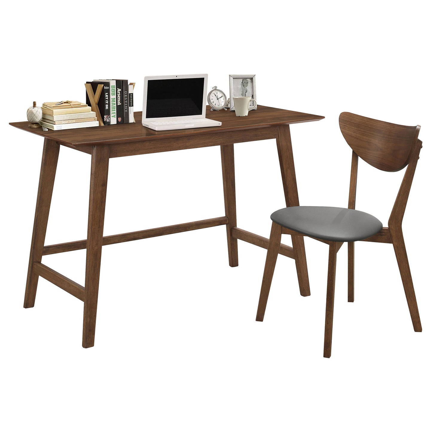 2 Piece Home Office Desk And Chair Set - Gray / Walnut Brown Home Essentials