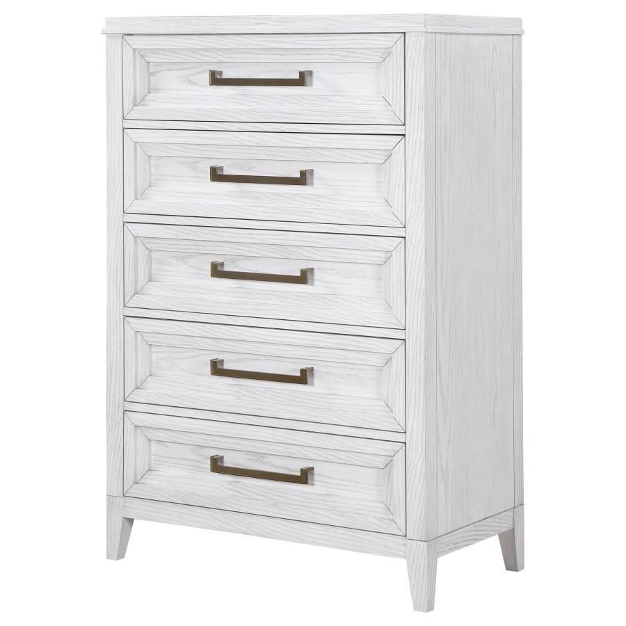 Marielle - 5-Drawer Bedroom Chest - Distressed White CoasterEveryday