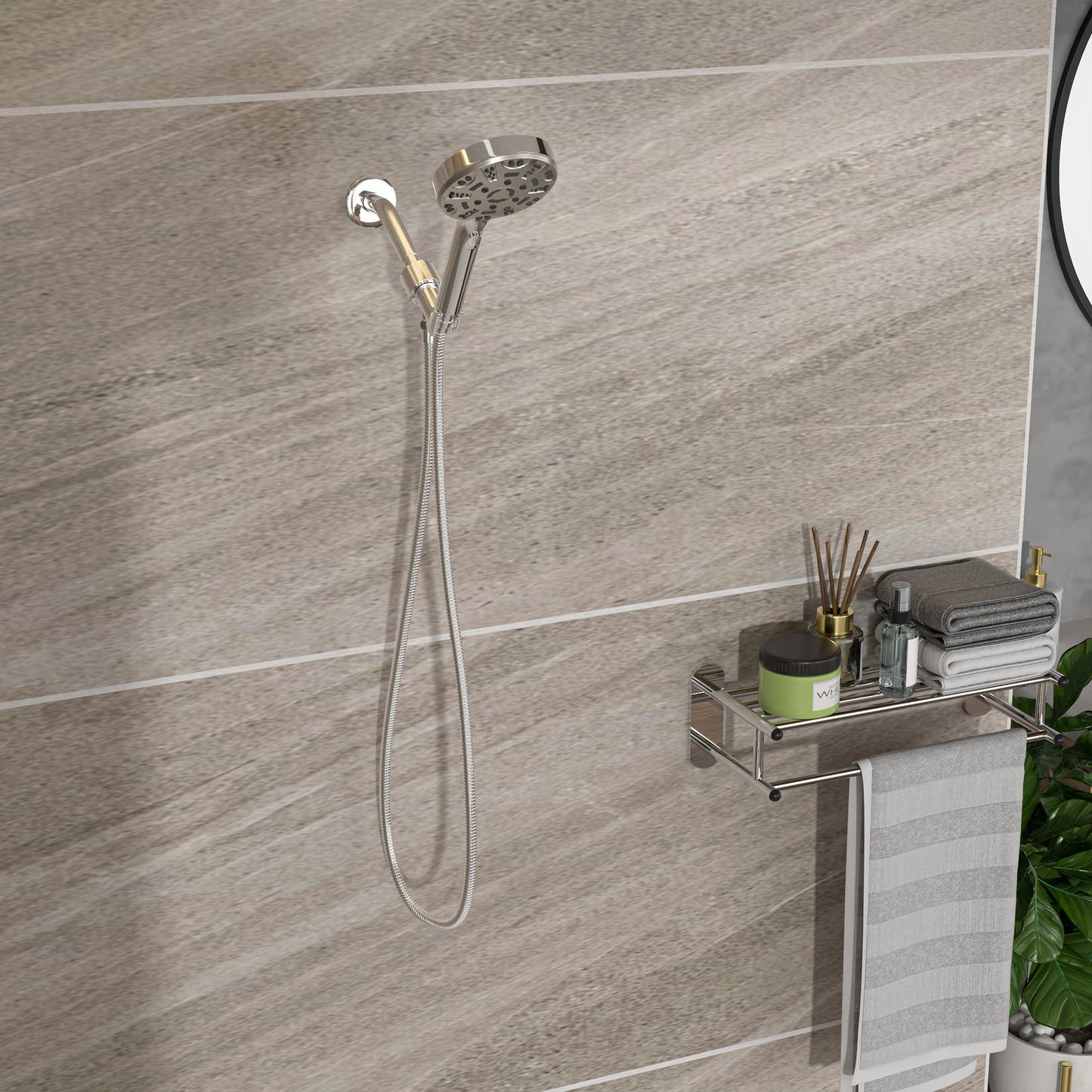 Multi Function Adjustable Hand Shower 8 Function Hand Shower Plastic With Wall Mount - Chrome Daily Nest