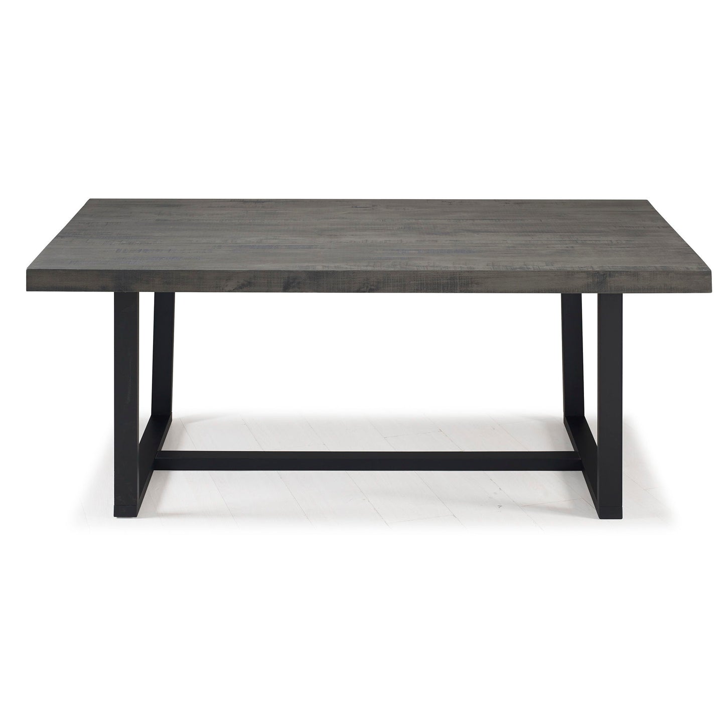 Modern Distressed Solid Wood And Metal Open Frame Dining Table Walker Edison