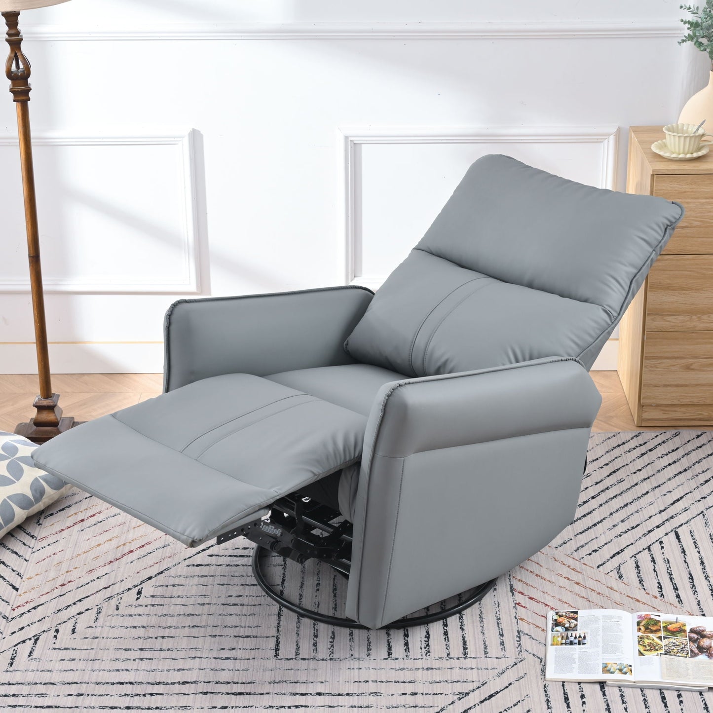 360° Modern Small Rocking Swivel Recliner Chair With Side Pocket Home Essentials