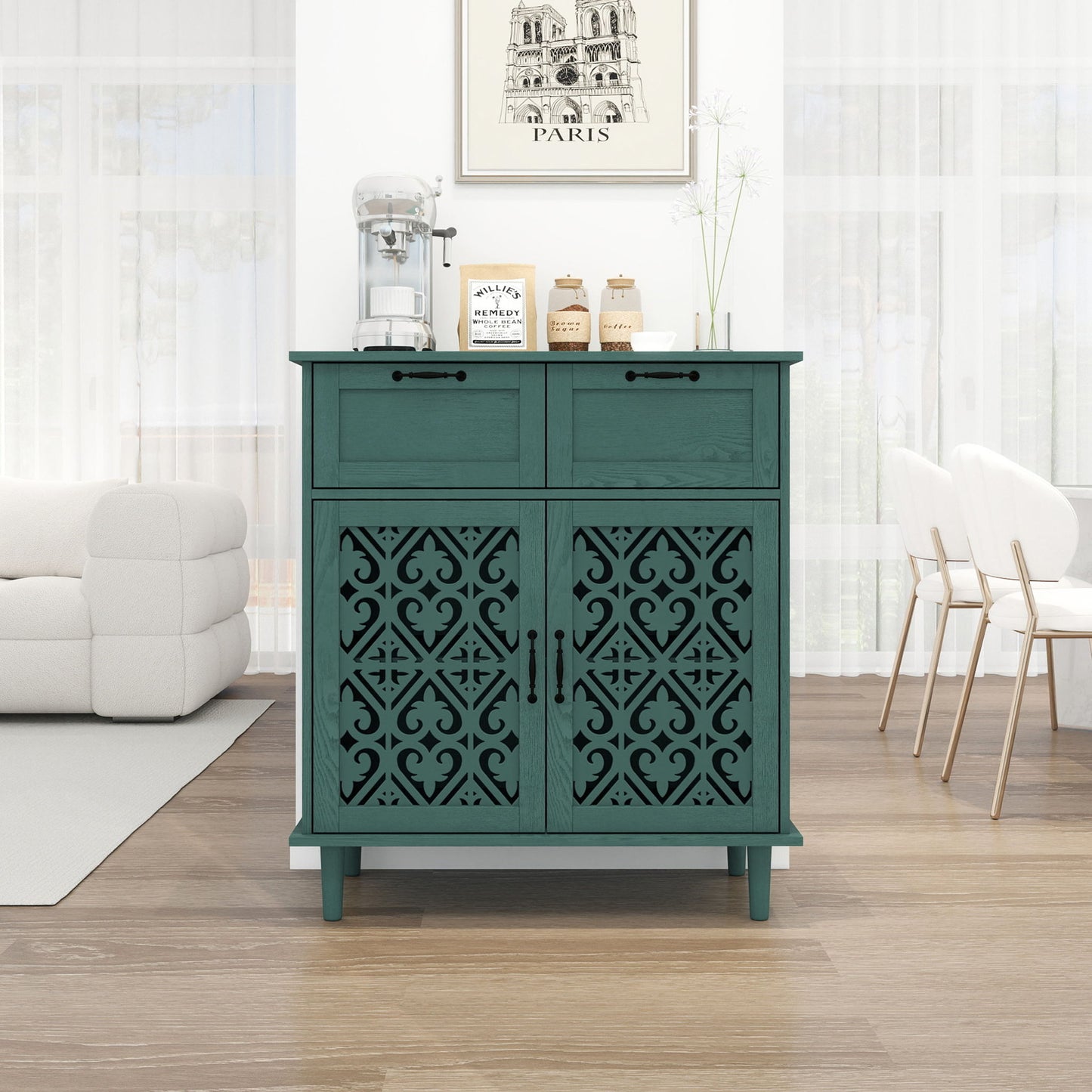 2 Door 2 Drawer Elegant Cabinet Home Essentials