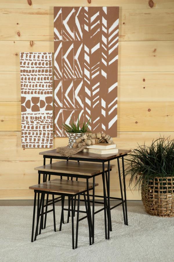 Nayeli - 3 Piece Solid Sheesham Wood Nesting Tables - Natural CoasterElevations
