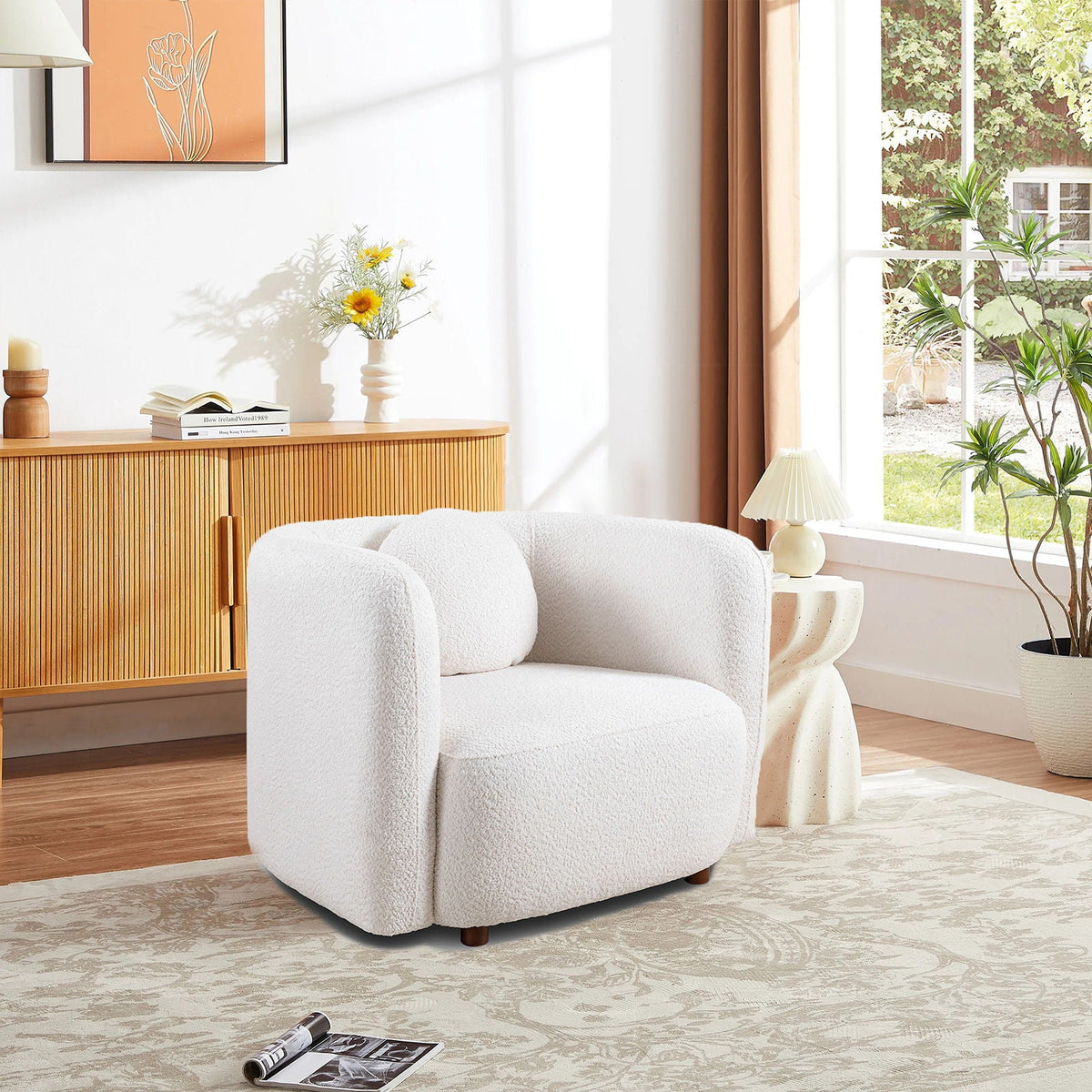 Accent Square Sofa Chair, 1 Seater Cloud Couch - White Home Essentials