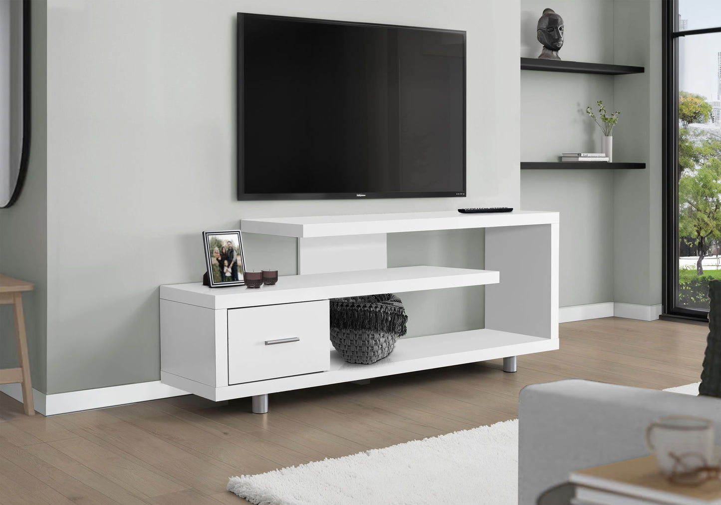 TV Stand, Console, Media Entertainment Center Storage Cabinet, Contemporary & Modern 8th Street