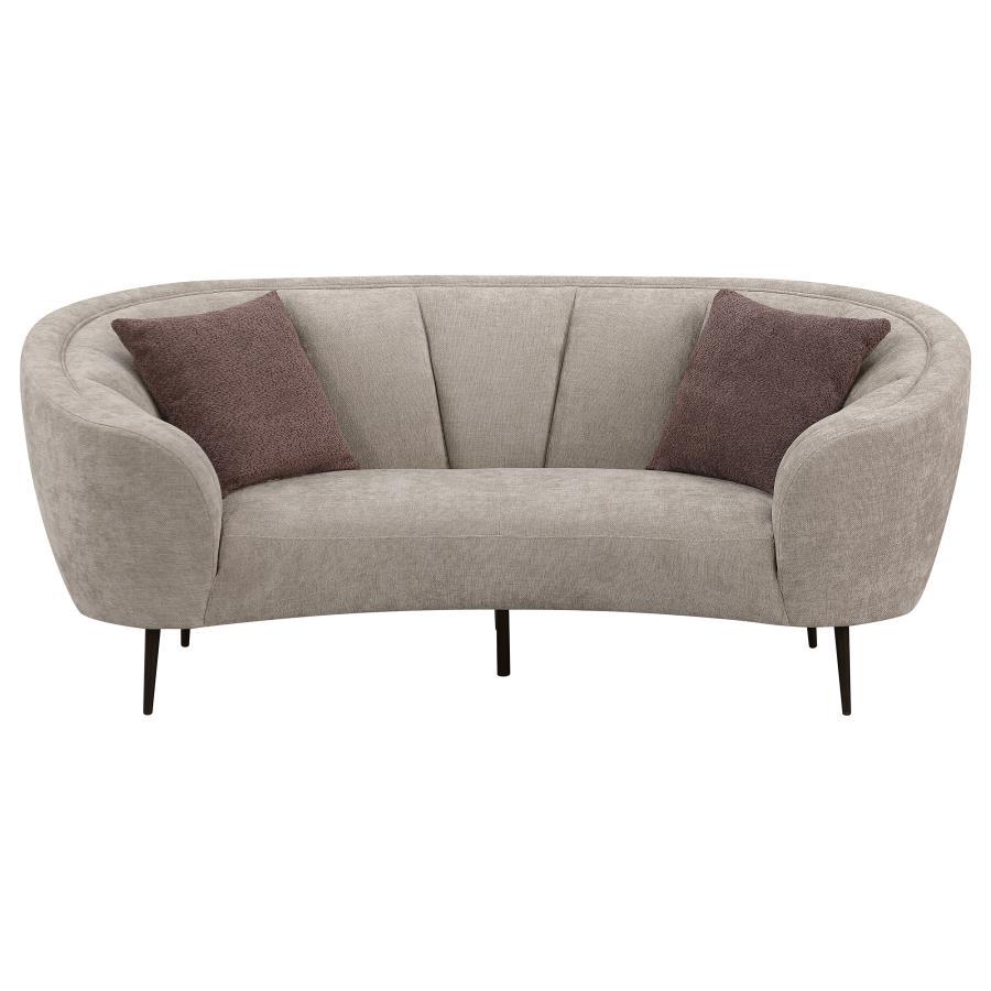 Ellorie - Upholstered Channel Back Curved Loveseat - Beige Coaster Fine Furniture