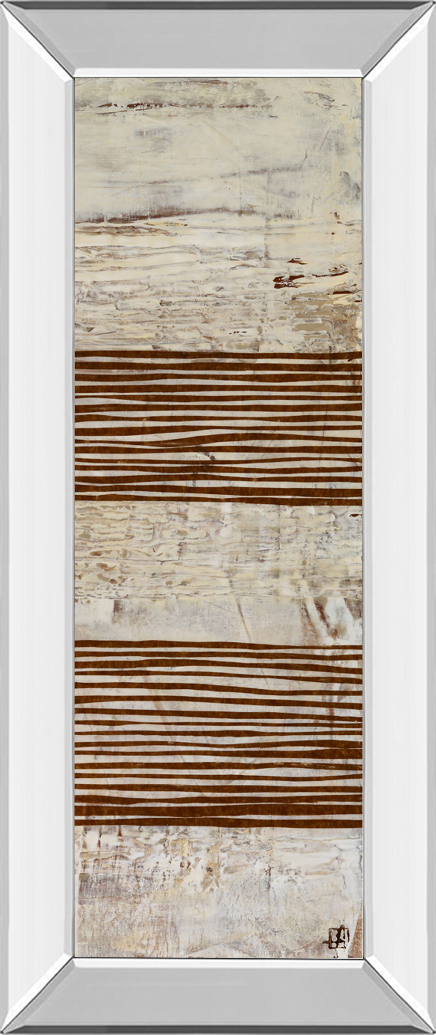 White Stripes Il By Natalie Avondet - Mirror Framed Print Wall Art - Dark Brown Classy Art