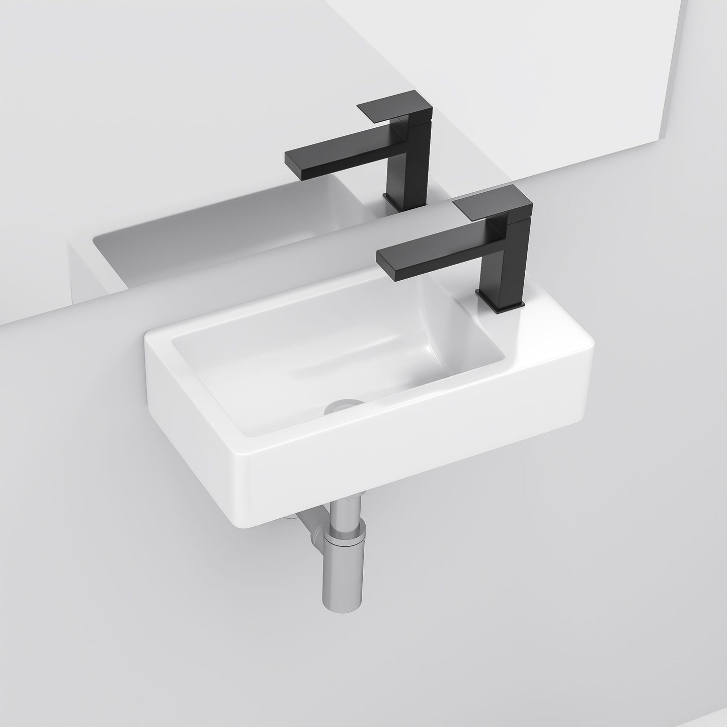 Modern Ceramic Rectangle Wall Mount Bathroom Sink With Single Faucet Hole Daily Nest