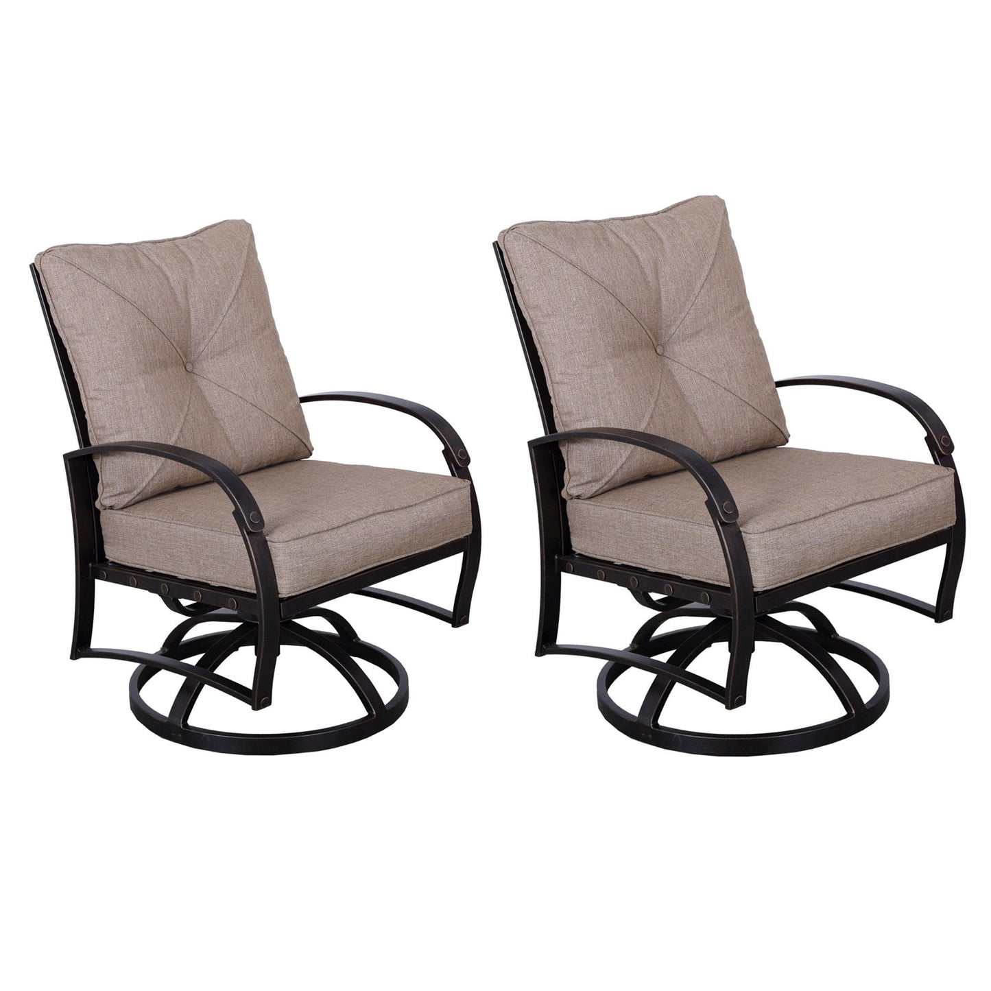 Modern Dining Swivel Chair With Back And Seat Cushion (Set of 2) - Antique Bronze Home Essentials