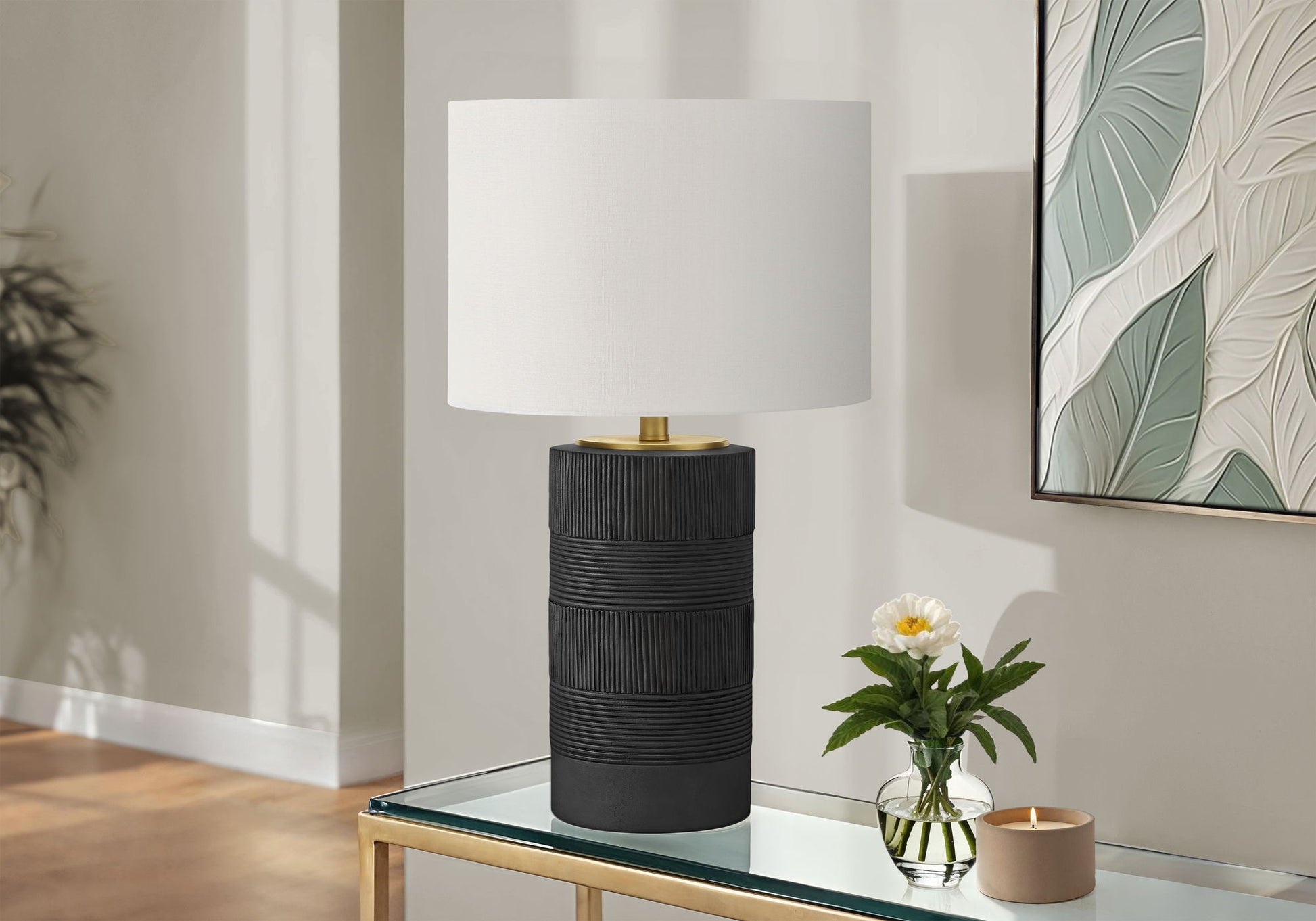 Table Lamp, Lighting, Resin, Contemporary - Black / Cream 8th Street