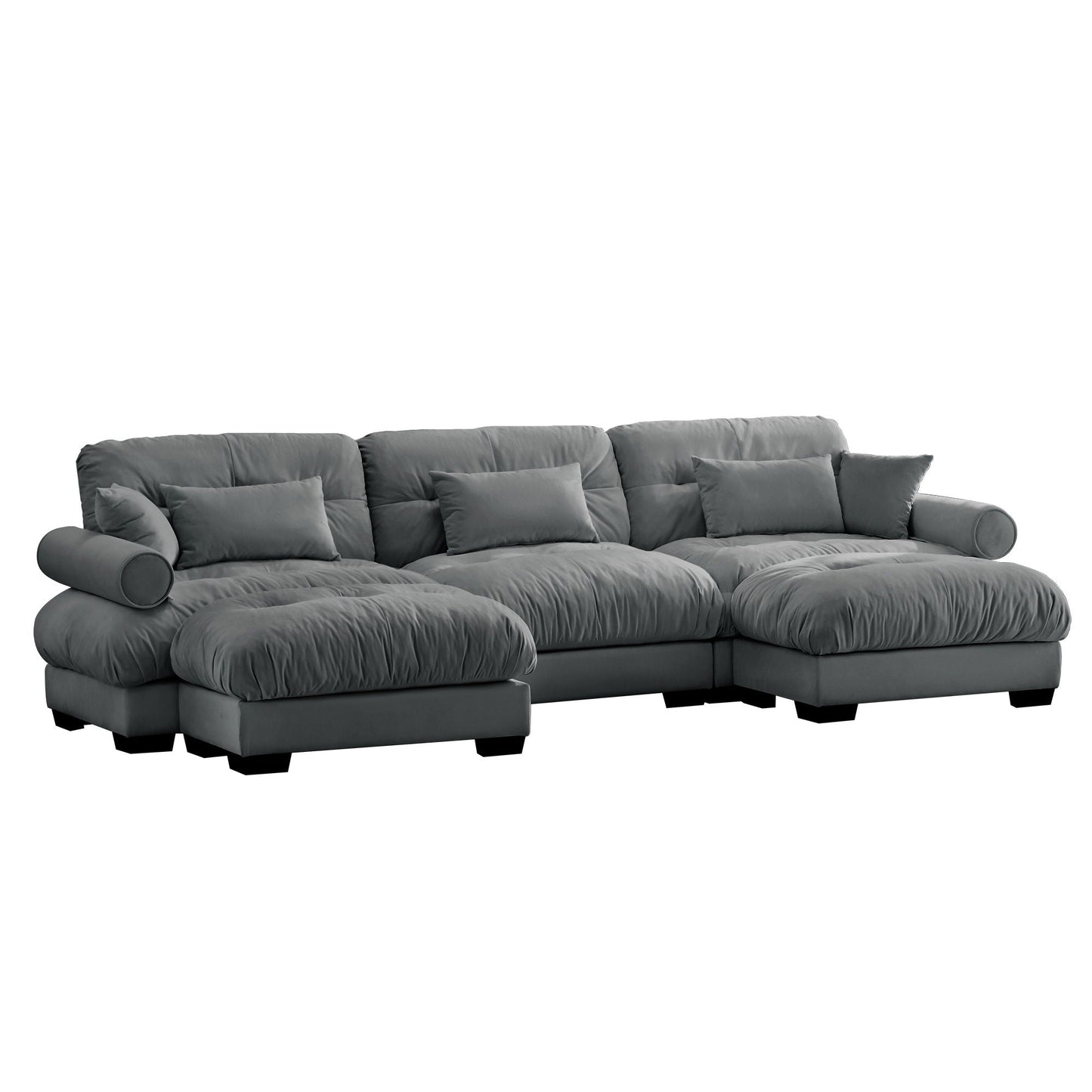 Super Comfort Oversized Modular Sectional Sofa With Movable Ottoman - Snoozhouse