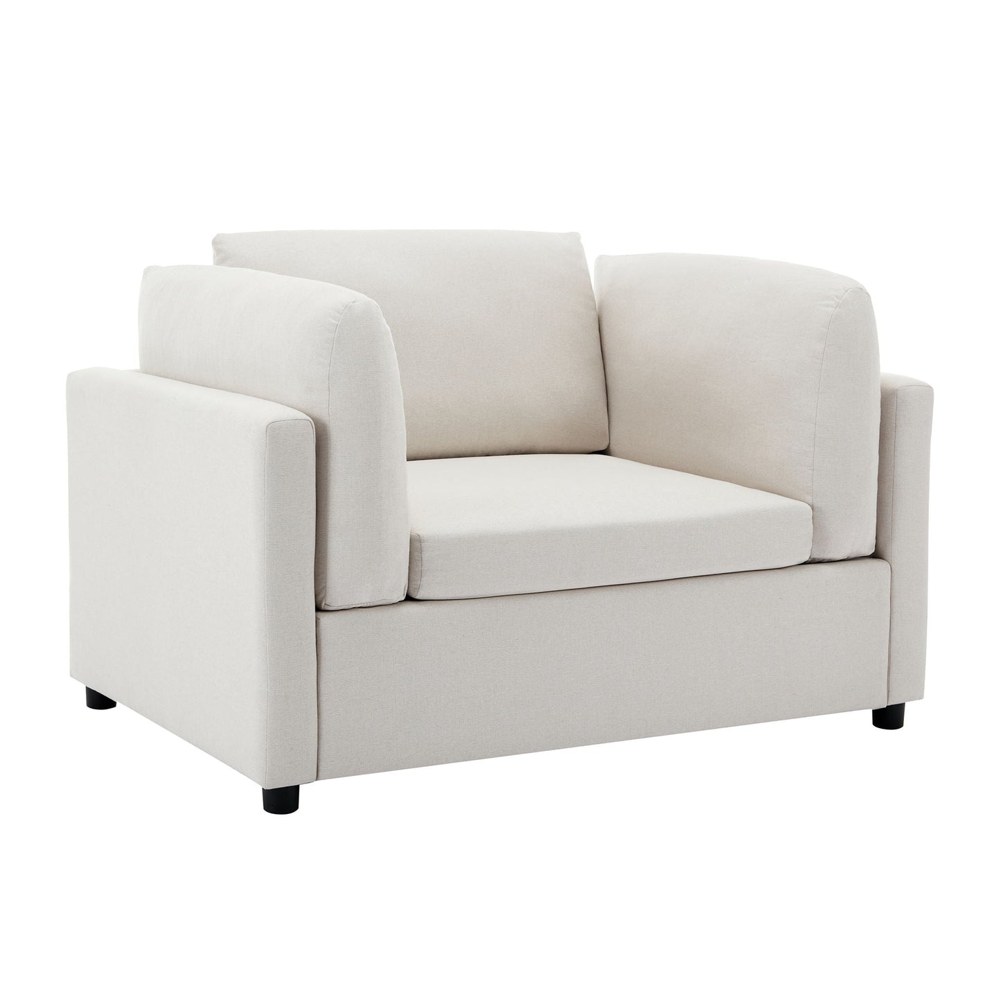 Wide Modern Oversized Armchair With Ottoman Stool, Single Sofa With Lumbar Support, Accent Chair Hearth and Haven