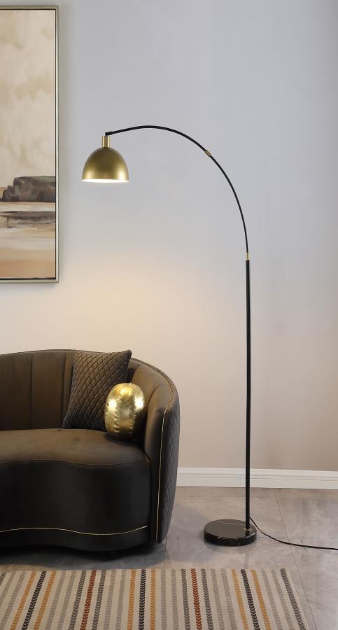 Gloria - Arched Dome Shade Metal Floor Lamp Black - Gold Coaster Fine Furniture