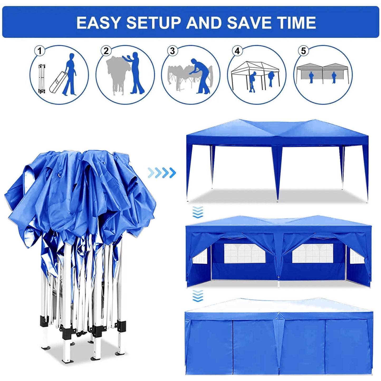 10'X20' Folding Canopy With 6 Removable Sidewalls Outdoor Event Shelter UPF 50+ Gazebo Portable Tents For Parties Beach Camping Wedding Ez Pop Up Canopy Home Essentials
