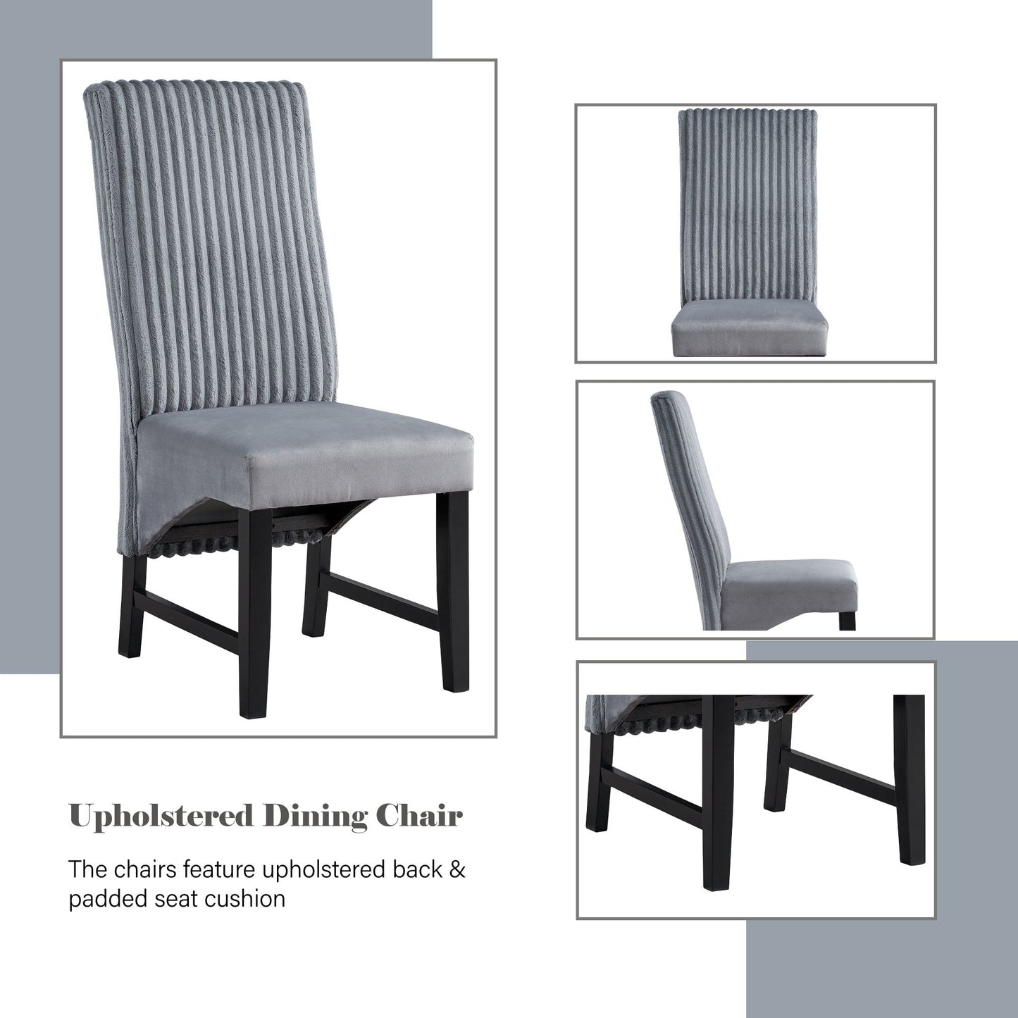 Kini - Corduroy Side Chair (Set of 2) - Black / Gray Acme