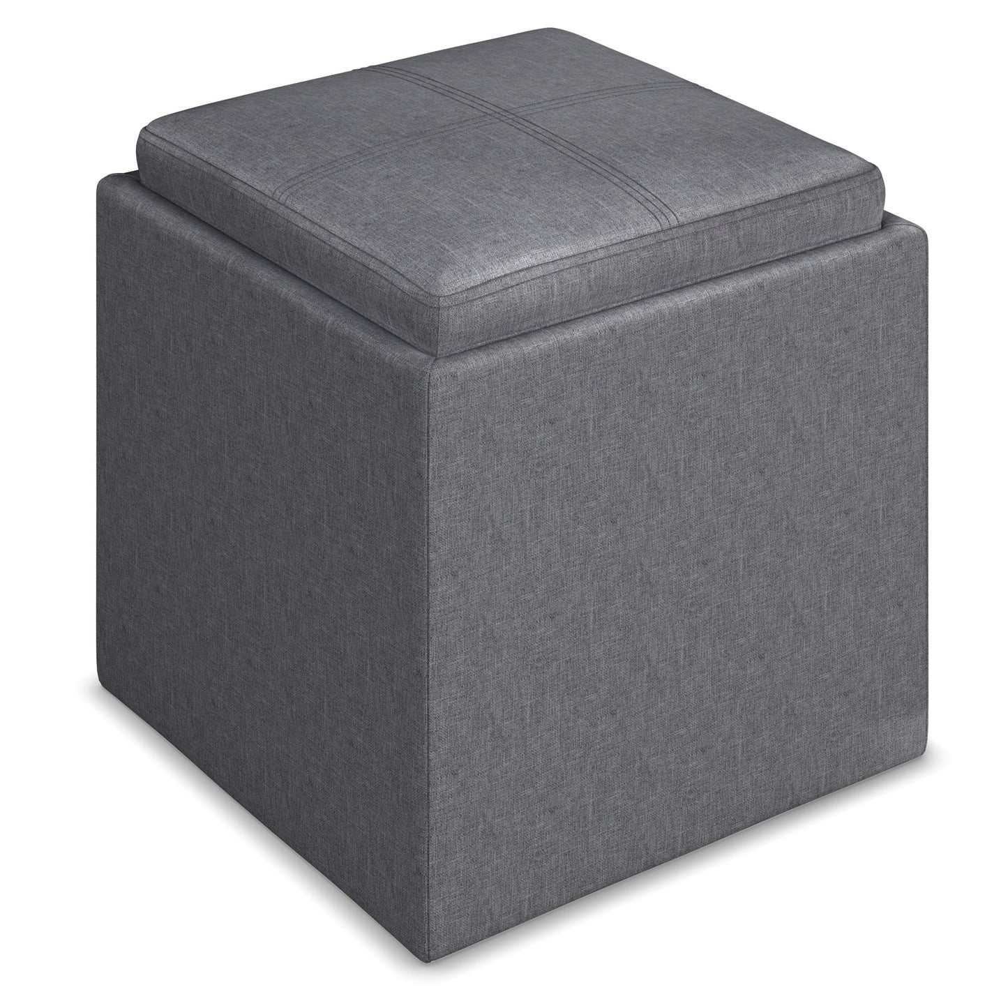 Rockwood - Upholstered Cube Storage Ottoman With Tray Simpli-Home