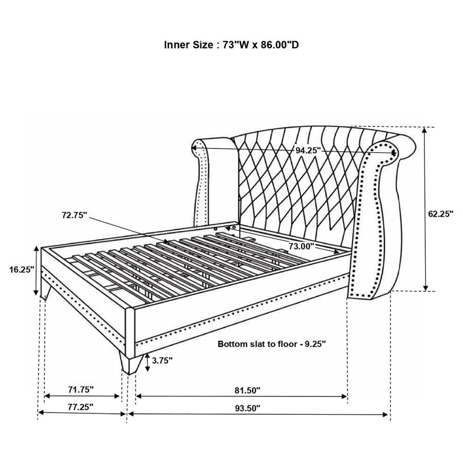 Barzini - Upholstered Wingback Bed CoasterElevations