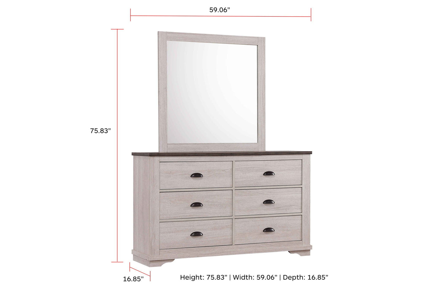 Coralee - Dresser, Mirror Crown Mark