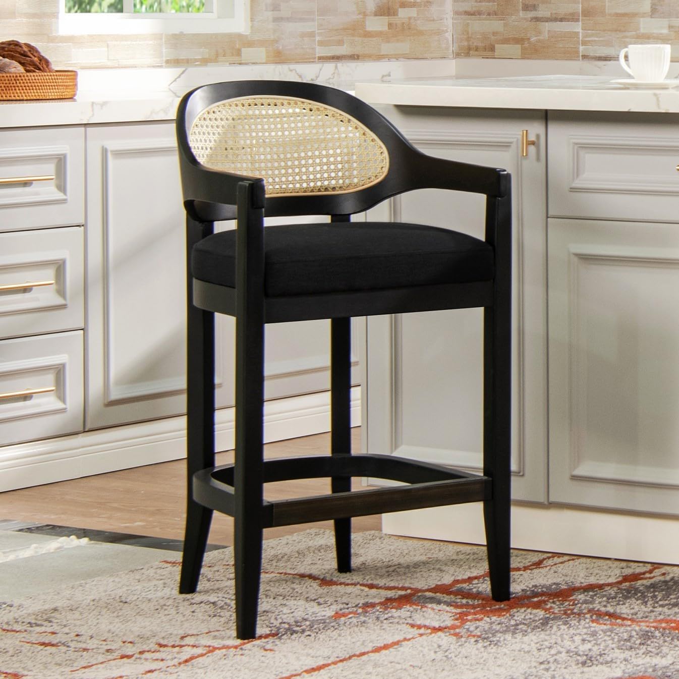 Americana - Mid-Century Modern Cane Back Counter Stool Jennifer Taylor Home