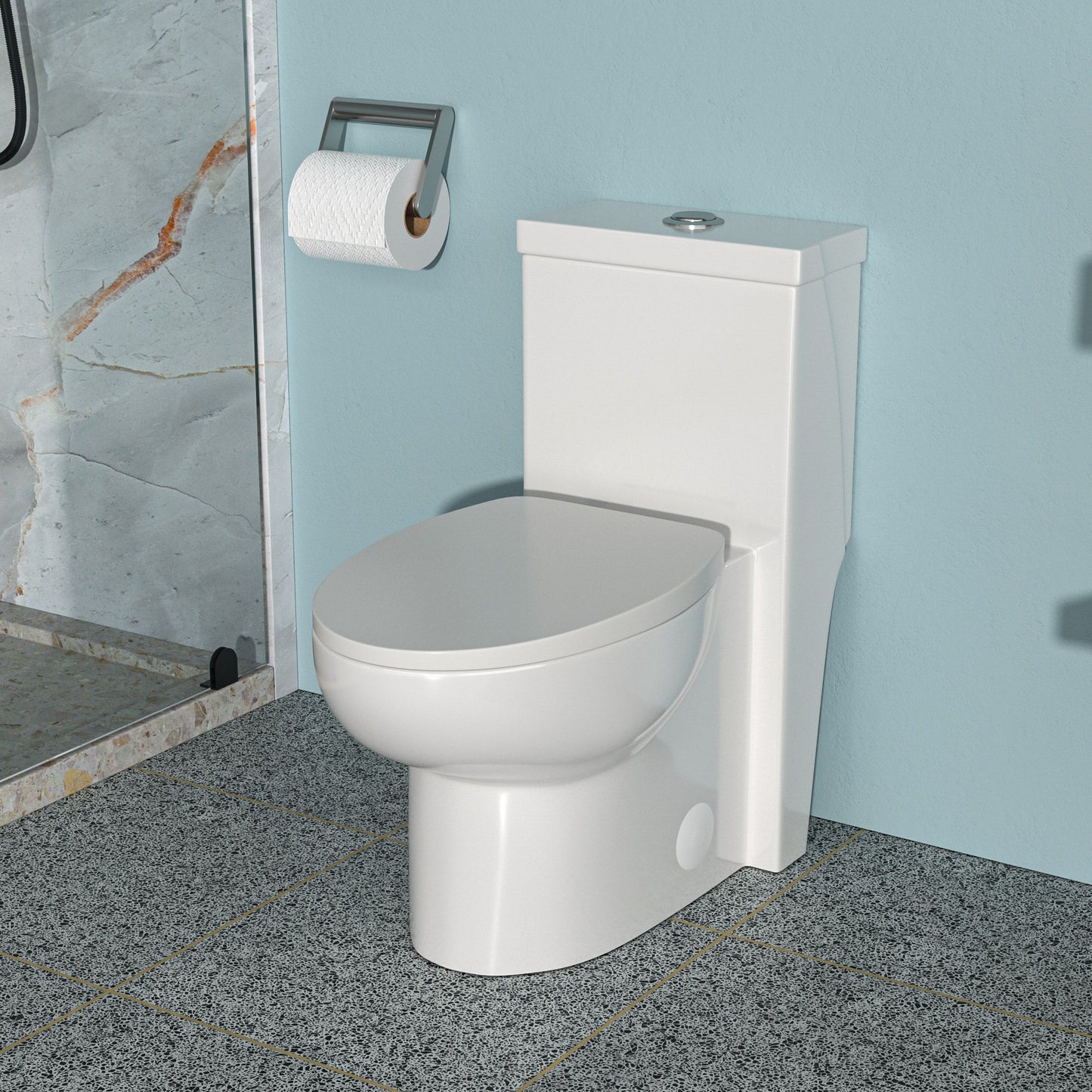 1 Piece Toilet With Dual Flush And Soft Closing Seat - White Daily Nest