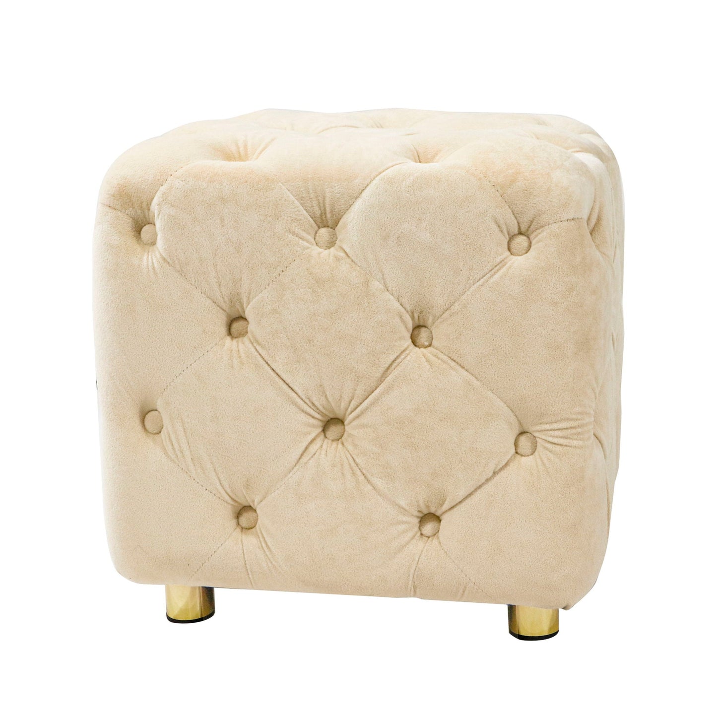 Modern Velvet Upholstered Ottoman, Exquisite Small End Table, Soft Foot Stool, Dressing Makeup Chair, Comfortable Seat For Living Room, Bedroom, Entrance Home Essentials