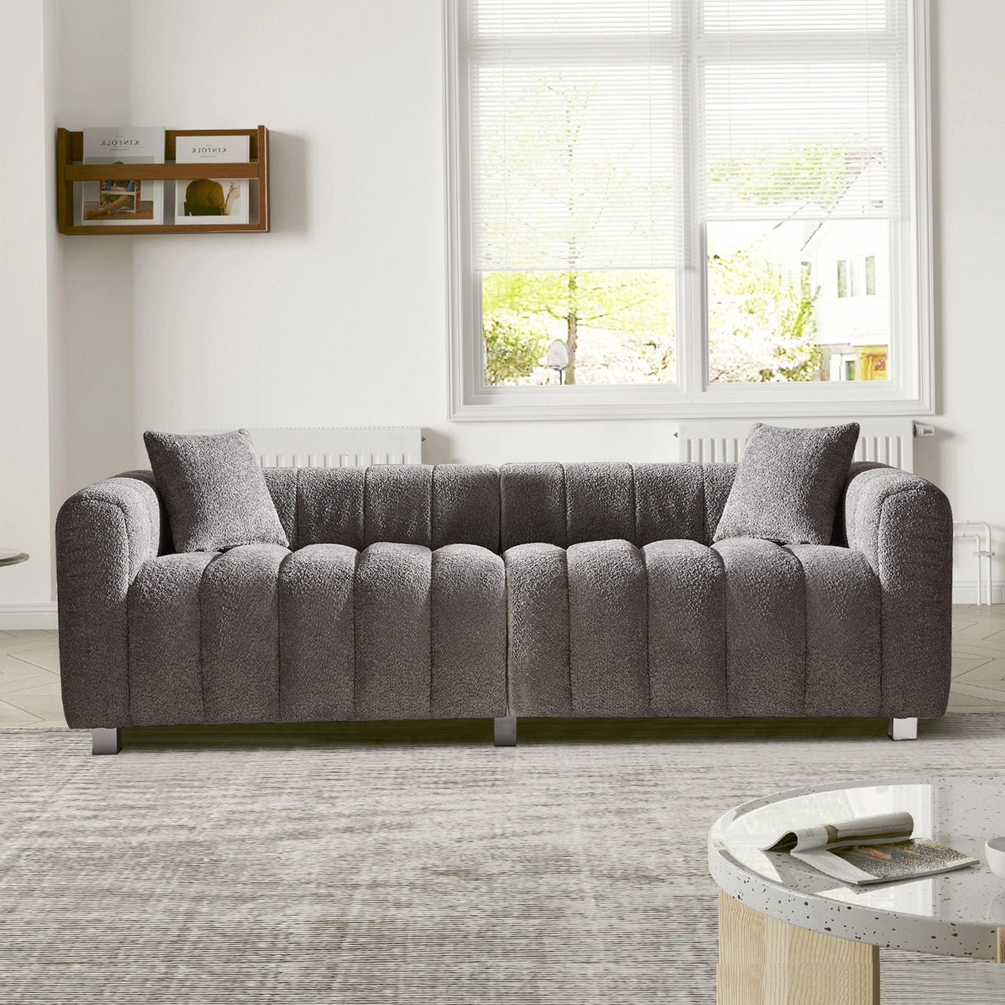 Modern 3 Seater Sofa With 2 Pillows Home Essentials