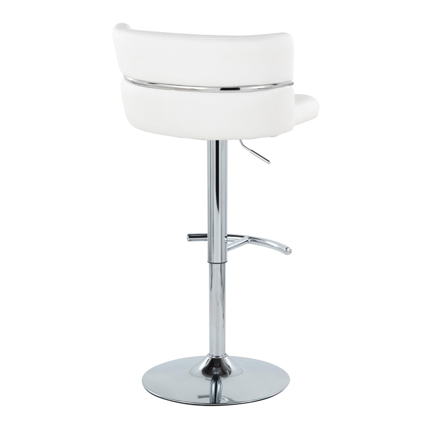 Cinch - Contemporary Adjustable Barstool With Swivel With Rounded T Footrest (Set of 2) - Chrome / White Lumi Source